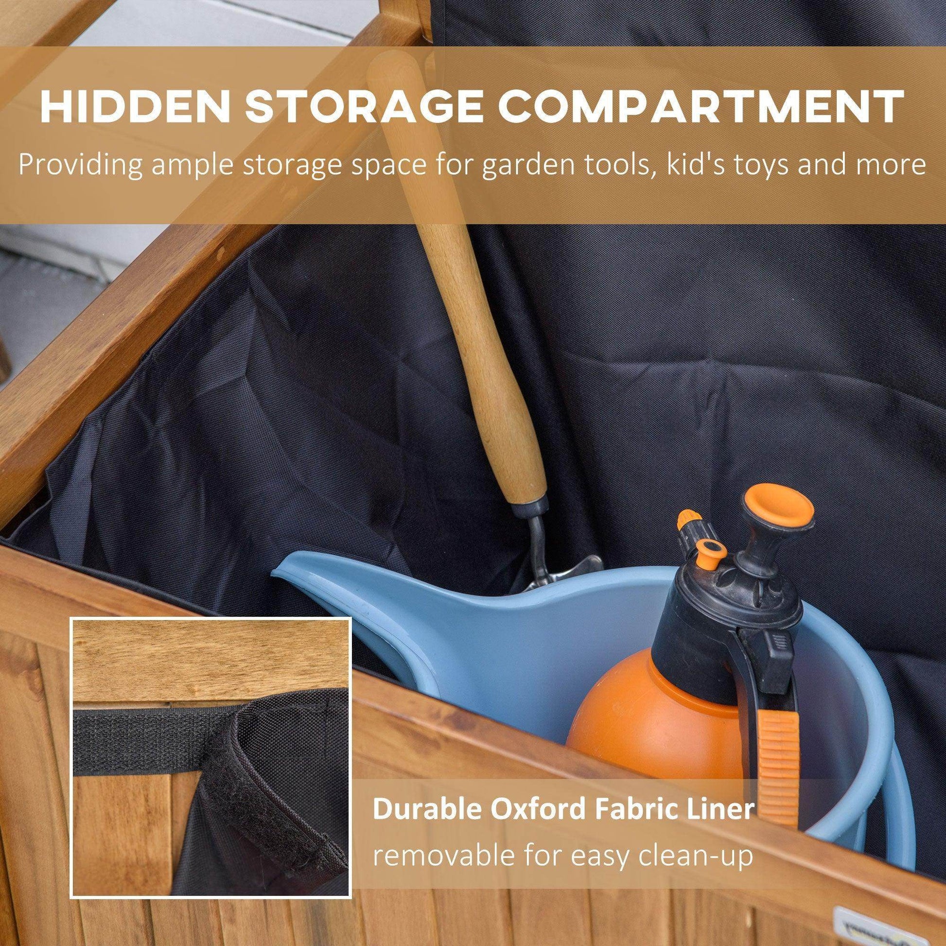 Outsunny Natural Wood Outdoor Storage Bench - Seating Furniture - ALL4U RETAILER LTD