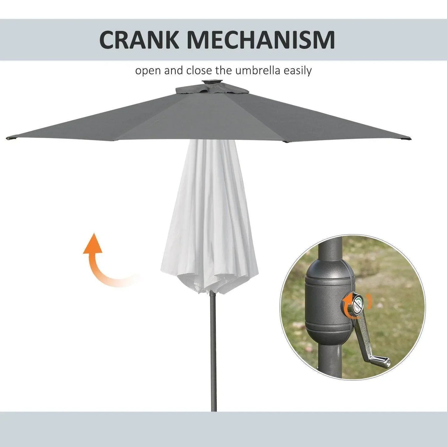 Outsunny Outdoor 2.7m LED Umbrella - Grey - ALL4U RETAILER LTD
