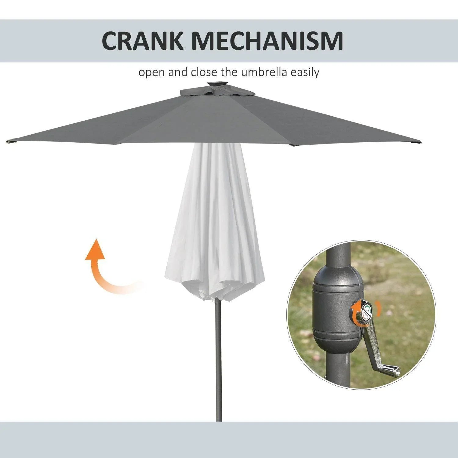 Outsunny Outdoor 2.7m LED Umbrella - Grey - ALL4U RETAILER LTD
