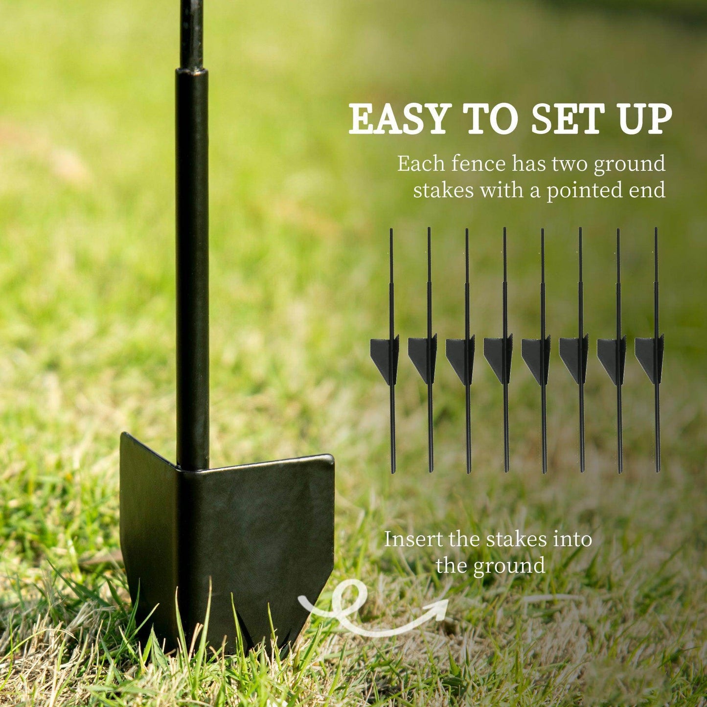 Outsunny Outdoor Black Metal Garden Fence Panels - 4PCs 43in x 11.5ft - ALL4U RETAILER LTD