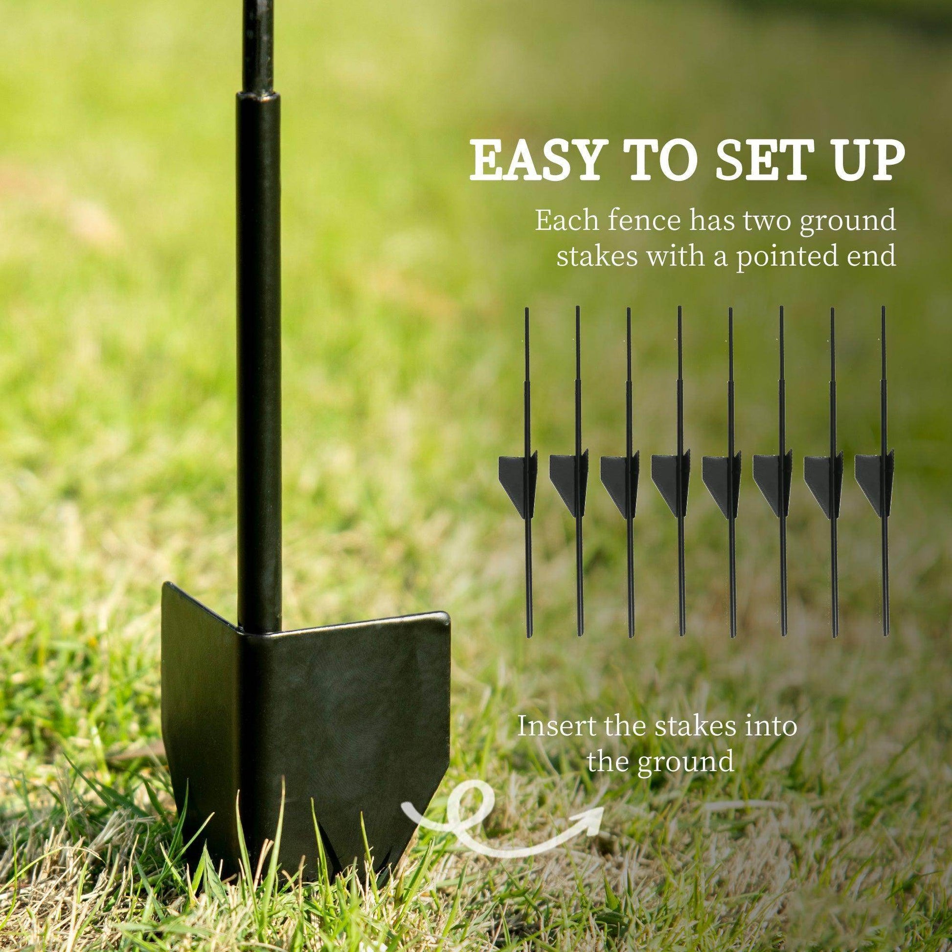 Outsunny Outdoor Black Metal Garden Fence Panels - 4PCs 43in x 11.5ft - ALL4U RETAILER LTD