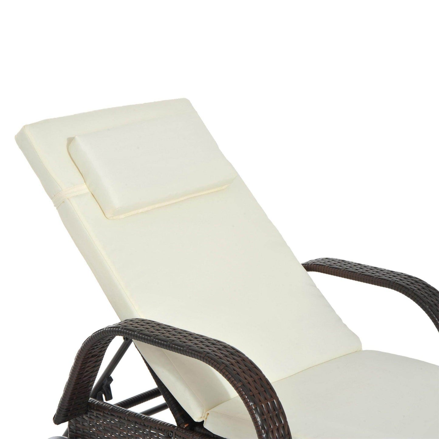 Outsunny Outdoor Brown Rattan Sun Lounger - Adjustable - ALL4U RETAILER LTD
