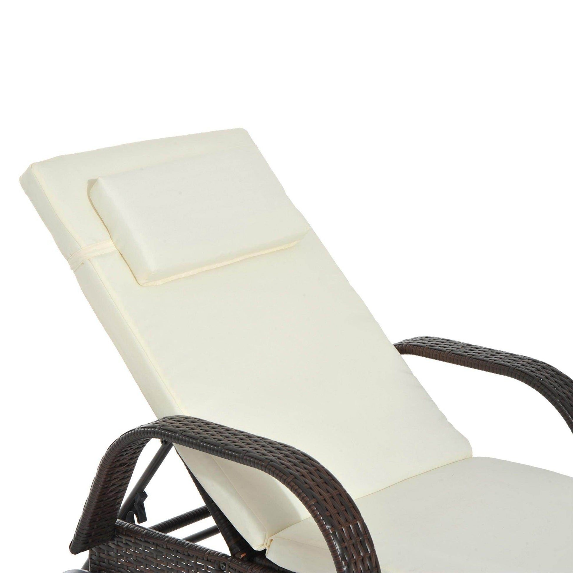 Outsunny Outdoor Brown Rattan Sun Lounger - Adjustable - ALL4U RETAILER LTD