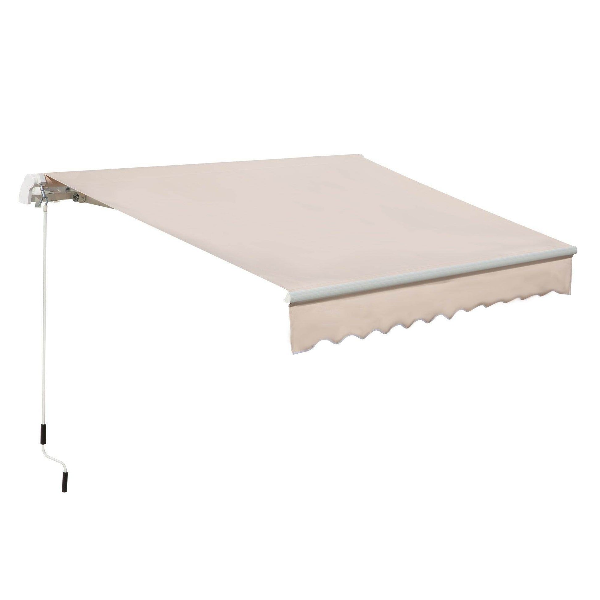 Outsunny Outdoor Canopy Awning Retractable Sun Shade - Beige - ALL4U RETAILER LTD