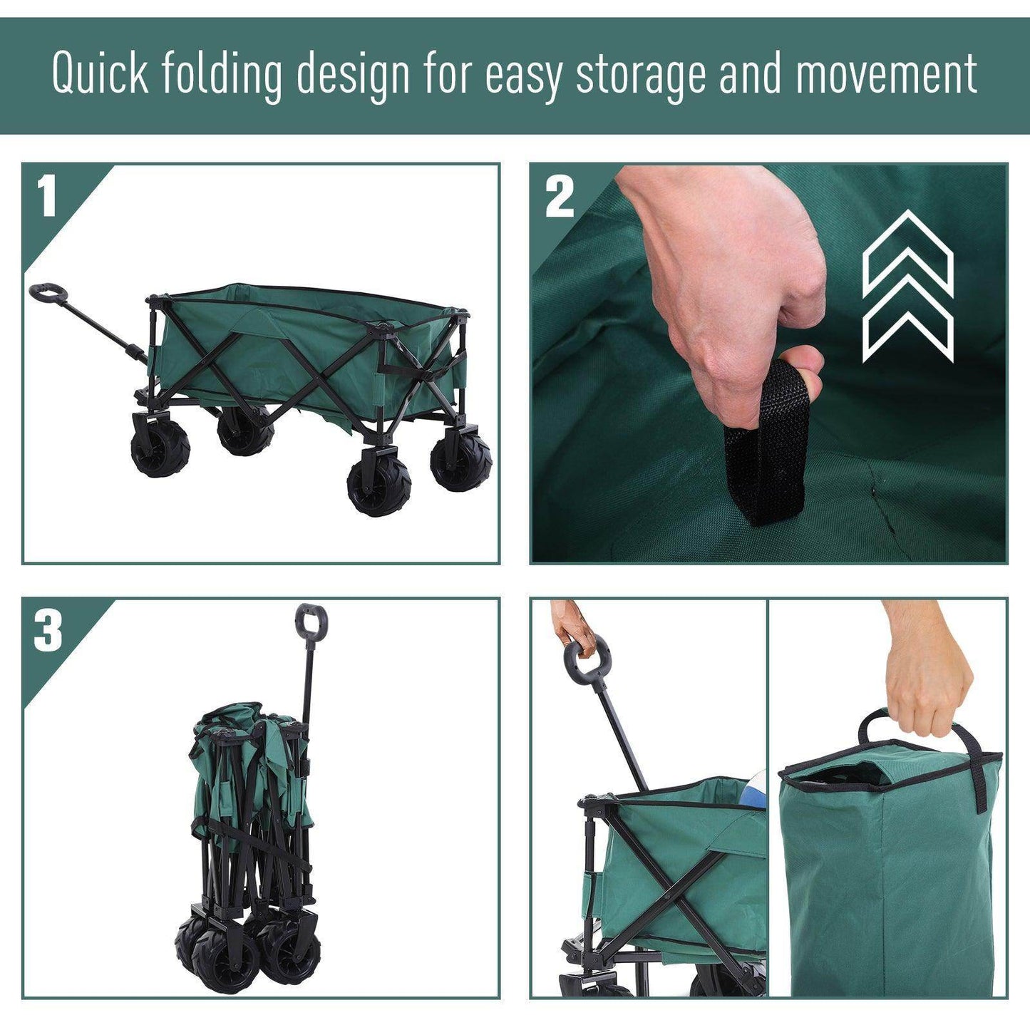 Outsunny Outdoor Cargo Wagon Trailer - Easy Transport - ALL4U RETAILER LTD