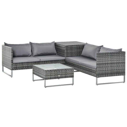 Outsunny Outdoor Corner Sofa and Table Set - Mixed Grey - ALL4U RETAILER LTD