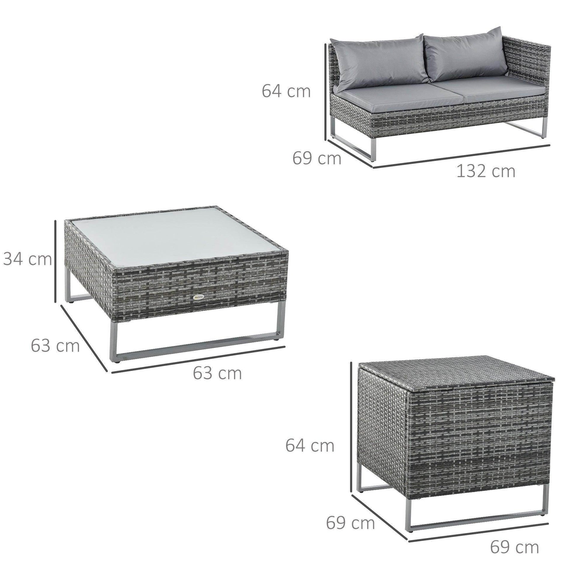 Outsunny Outdoor Corner Sofa and Table Set - Mixed Grey - ALL4U RETAILER LTD