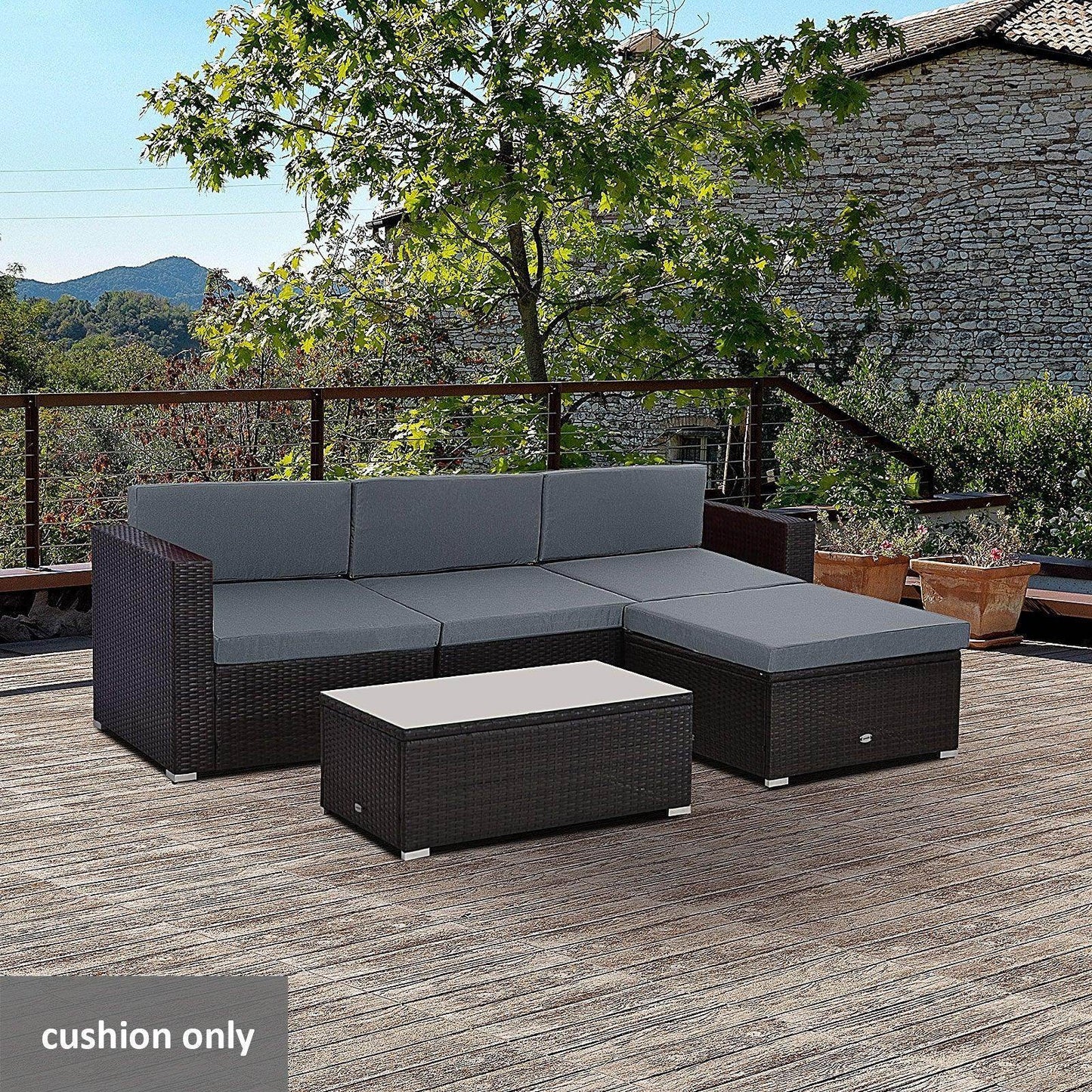 Outsunny Outdoor Cushion Pad Set for Rattan Furniture - ALL4U RETAILER LTD