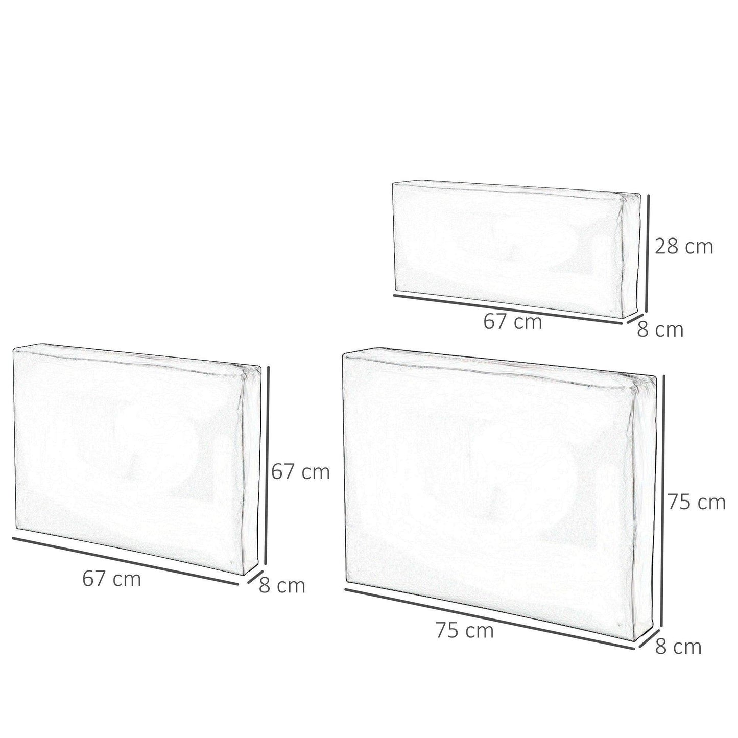 Outsunny Outdoor Cushion Pad Set for Rattan Furniture - ALL4U RETAILER LTD