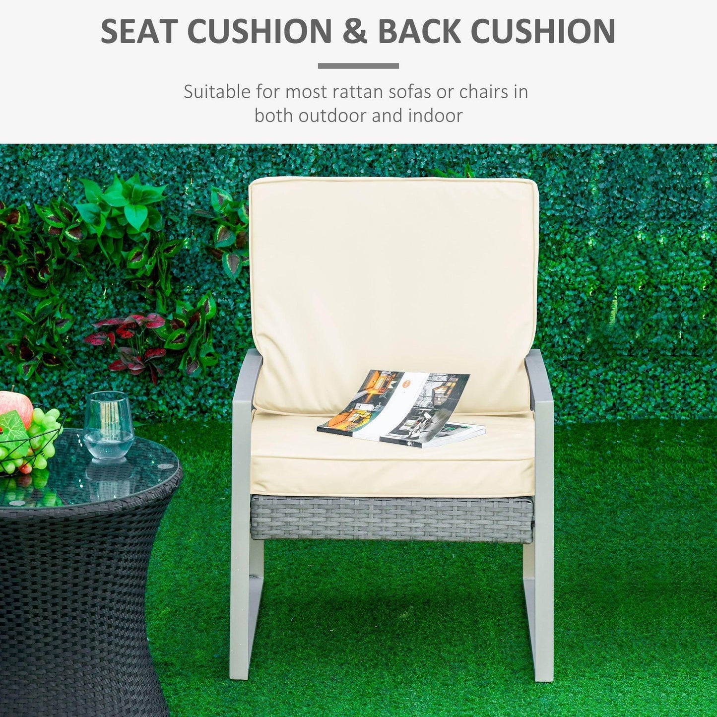 Outsunny Outdoor Cushion Set - Cream White - ALL4U RETAILER LTD