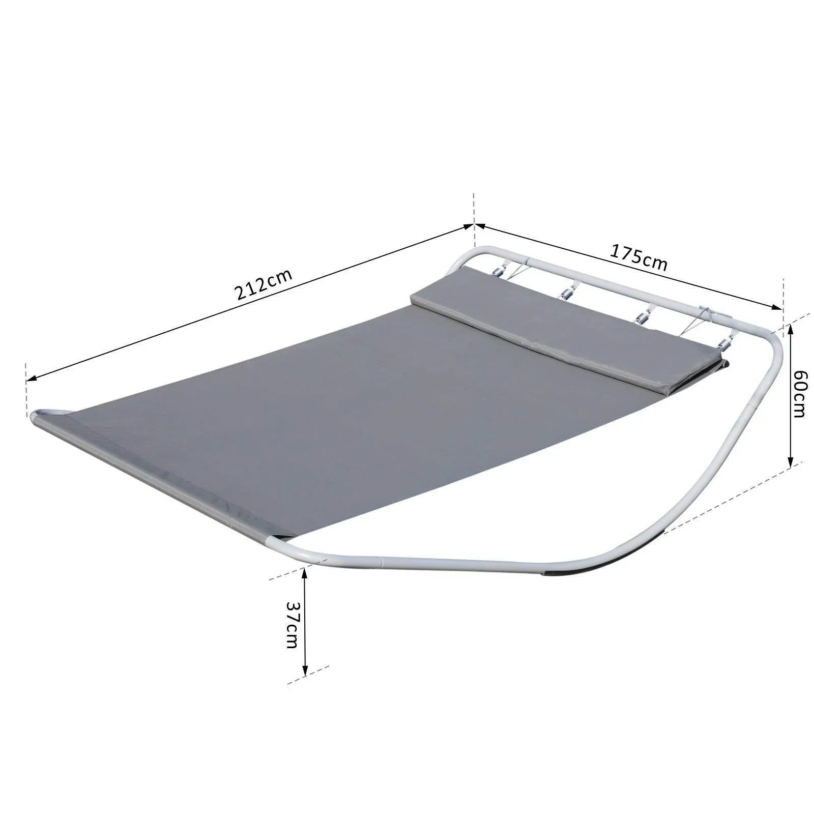 Outsunny Outdoor Double Rocking Bed Hammock in Grey - ALL4U RETAILER LTD