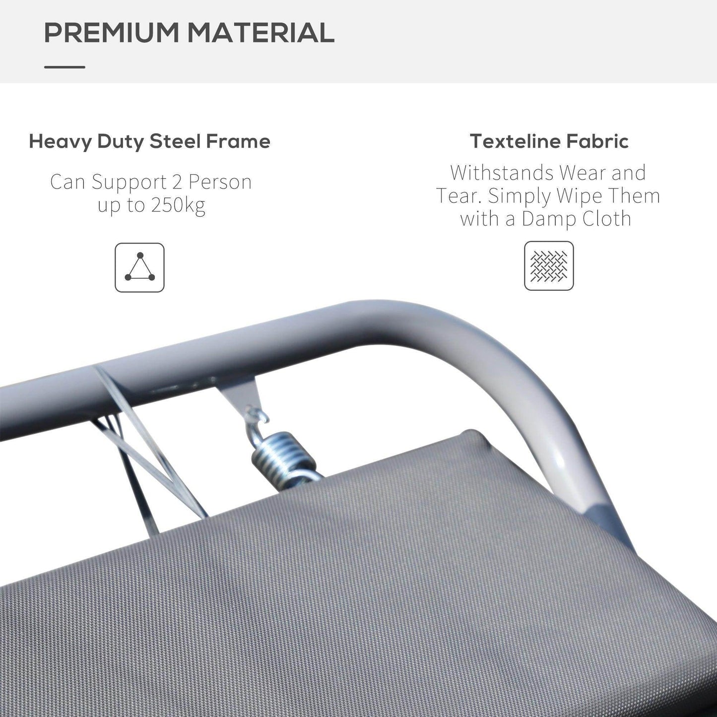 Outsunny Outdoor Double Rocking Bed Hammock in Grey - ALL4U RETAILER LTD