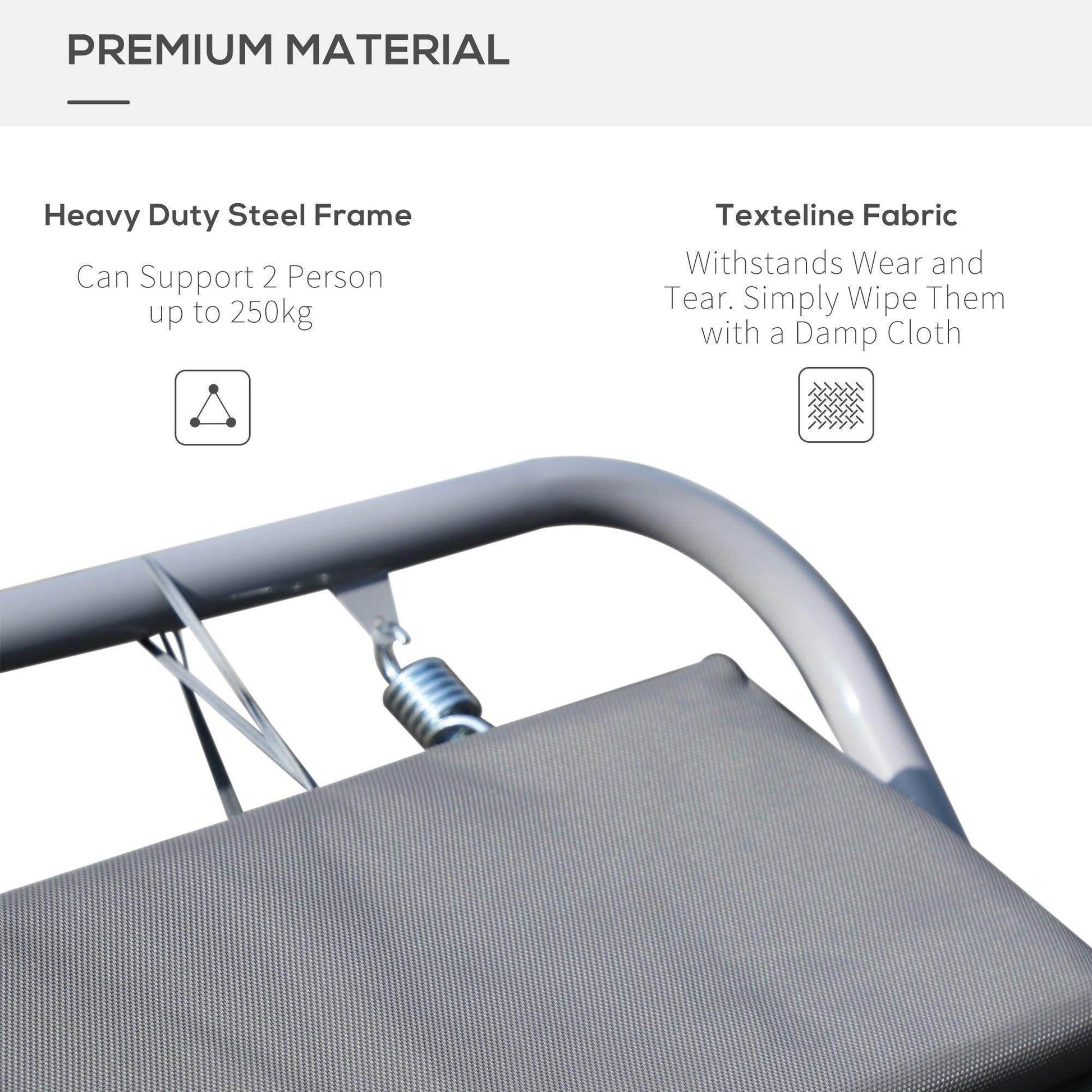 Outsunny Outdoor Double Rocking Bed Hammock in Grey - ALL4U RETAILER LTD