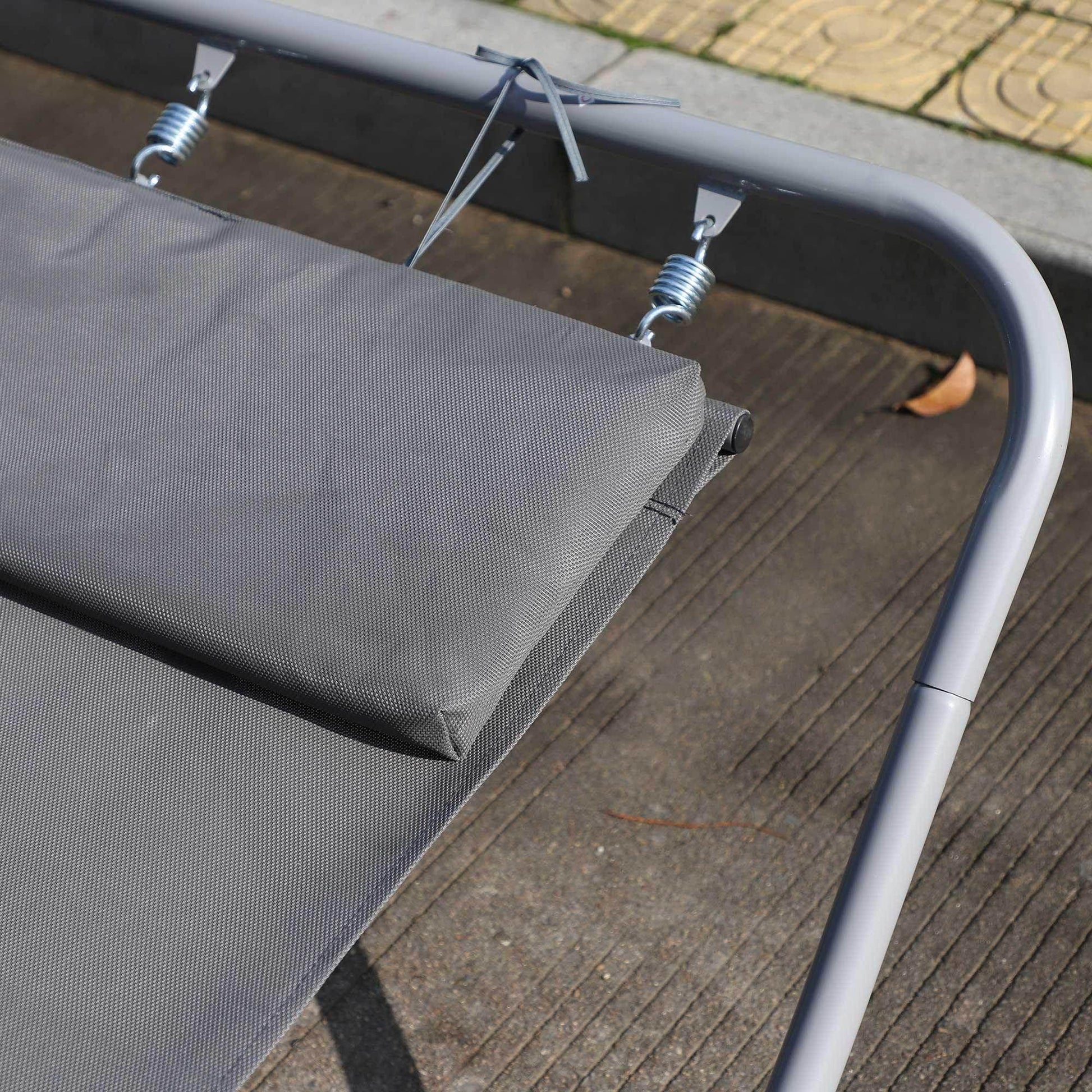 Outsunny Outdoor Double Rocking Bed Hammock in Grey - ALL4U RETAILER LTD