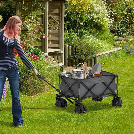 Outsunny Outdoor Folding Cargo Wagon - Dark Grey - ALL4U RETAILER LTD