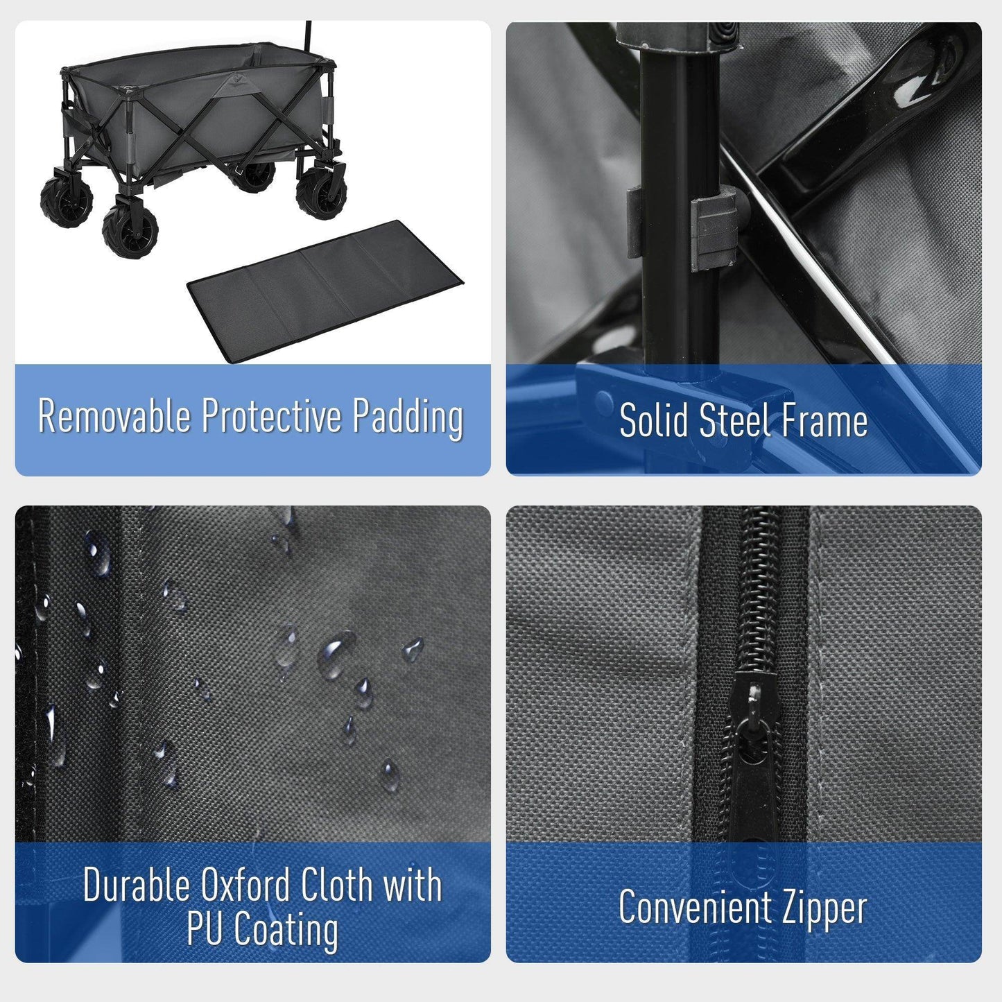 Outsunny Outdoor Folding Cargo Wagon - Dark Grey - ALL4U RETAILER LTD