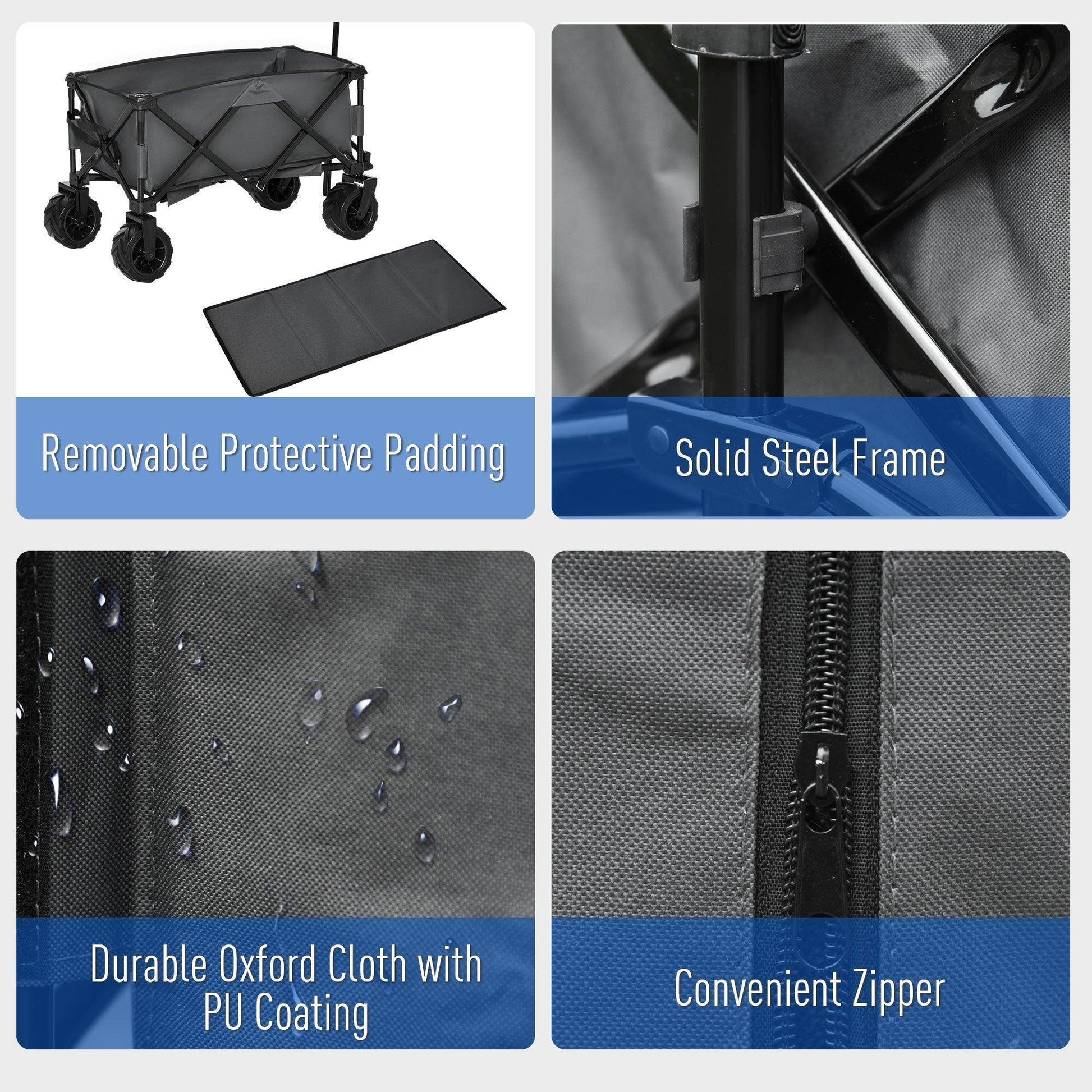 Outsunny Outdoor Folding Cargo Wagon - Dark Grey - ALL4U RETAILER LTD