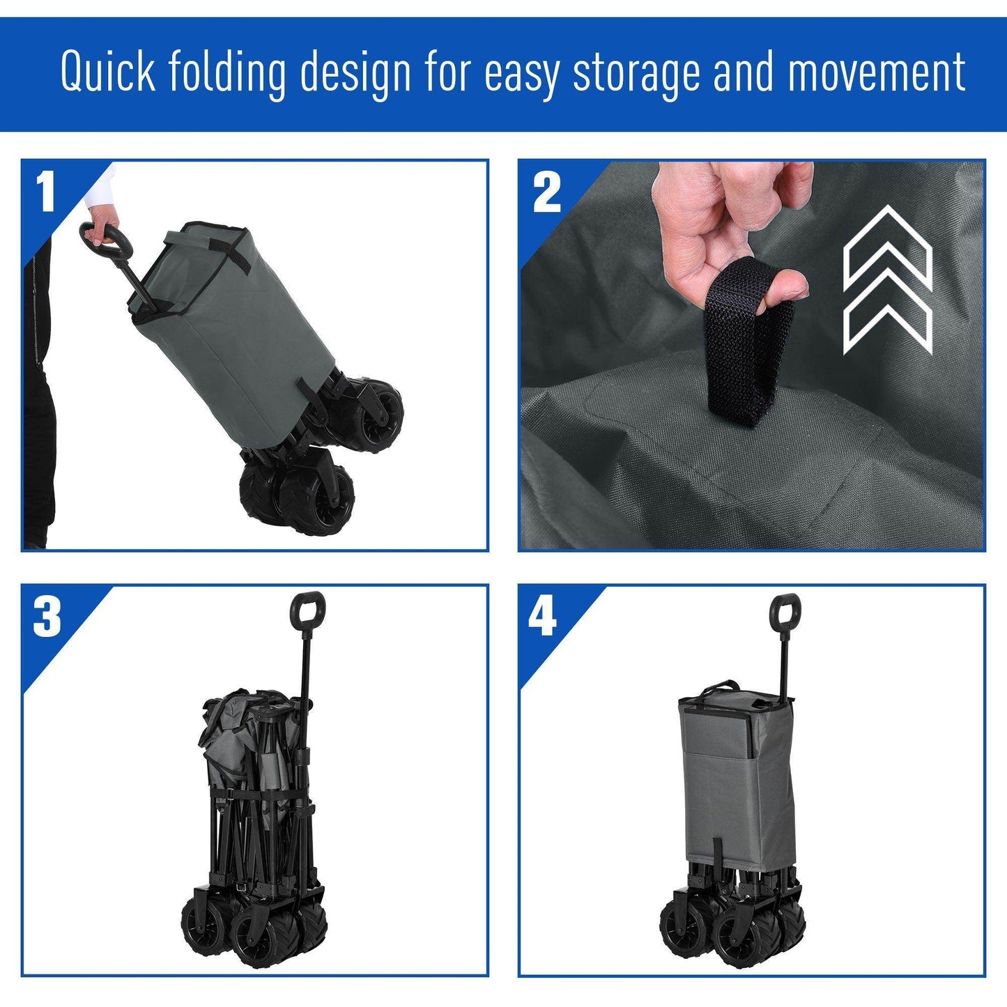 Outsunny Outdoor Folding Cargo Wagon - Dark Grey - ALL4U RETAILER LTD