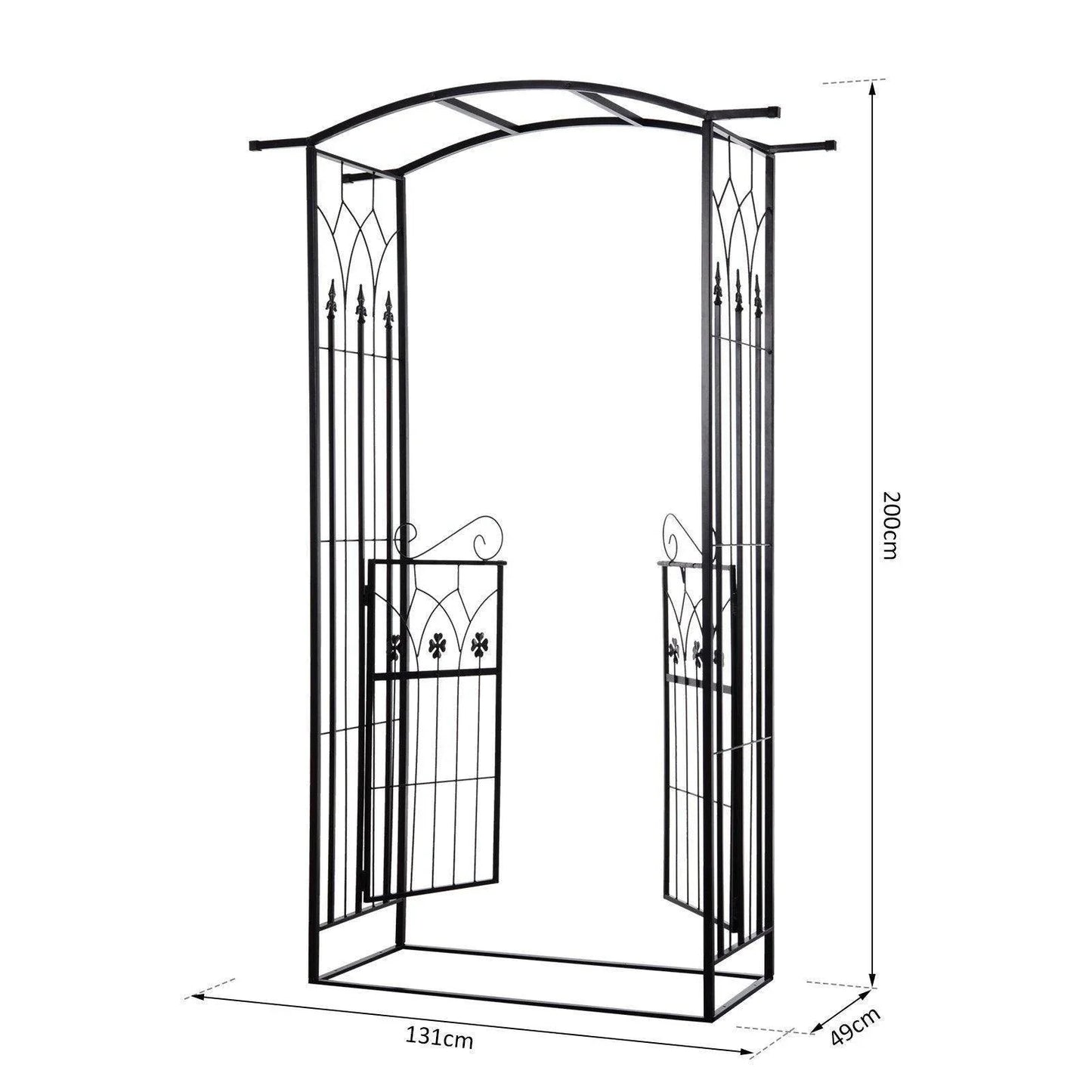 Outsunny Outdoor Garden Arch with Gate - Black - ALL4U RETAILER LTD