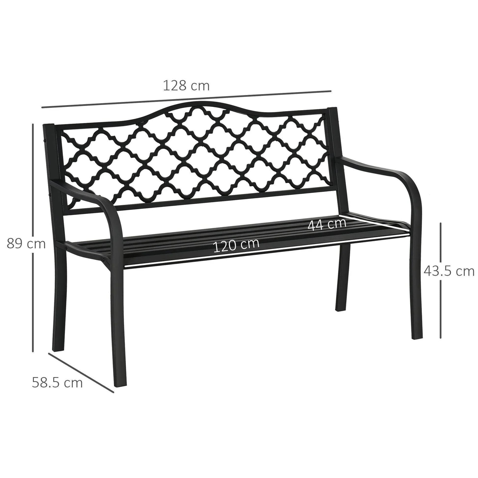 Outsunny Outdoor Garden Loveseat Bench Cast Iron Antique Park Chair - ALL4U RETAILER LTD
