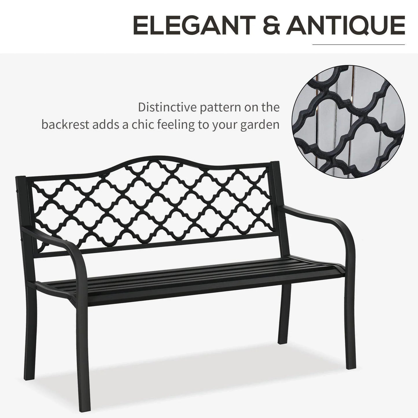 Outsunny Outdoor Garden Loveseat Bench Cast Iron Antique Park Chair - ALL4U RETAILER LTD