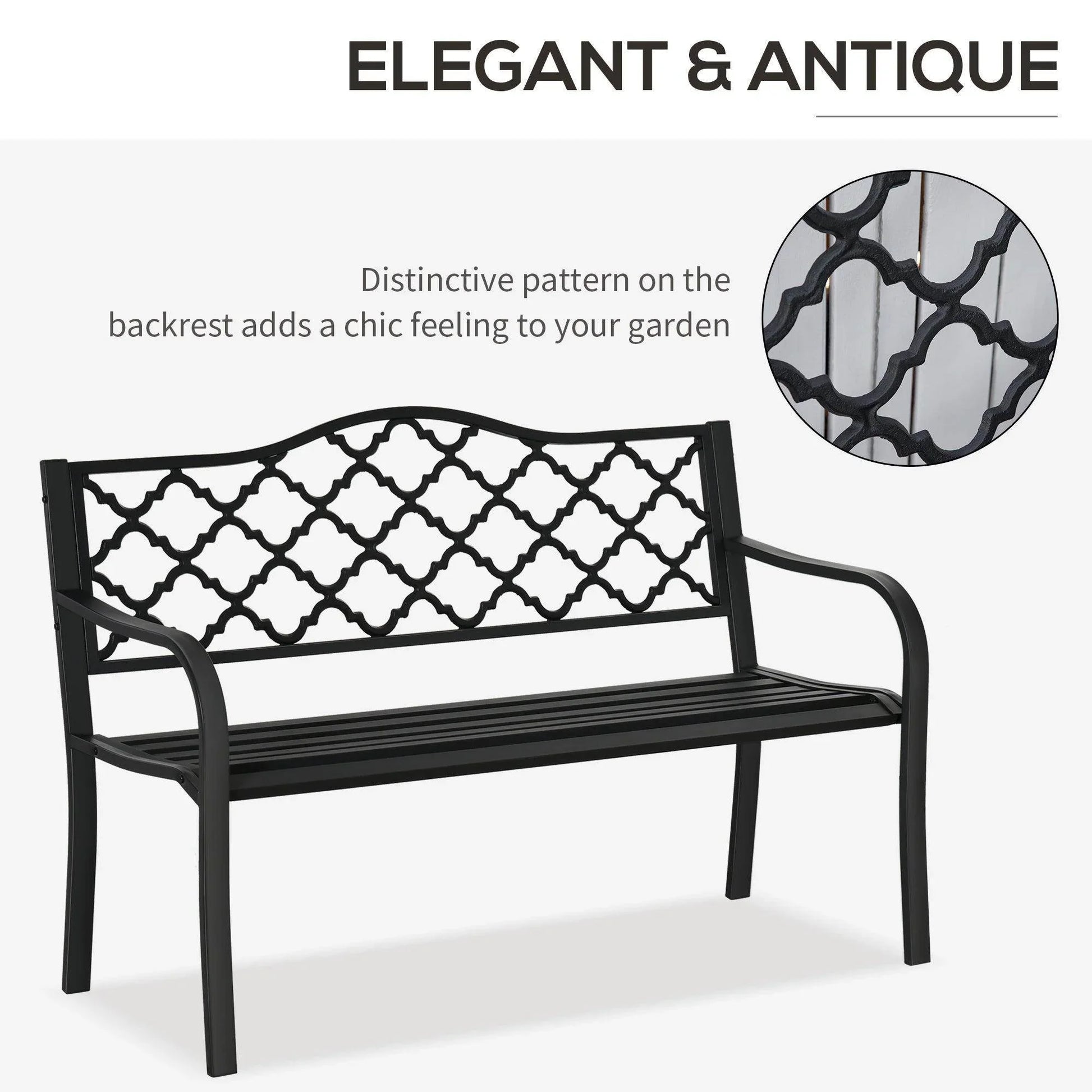 Outsunny Outdoor Garden Loveseat Bench Cast Iron Antique Park Chair - ALL4U RETAILER LTD