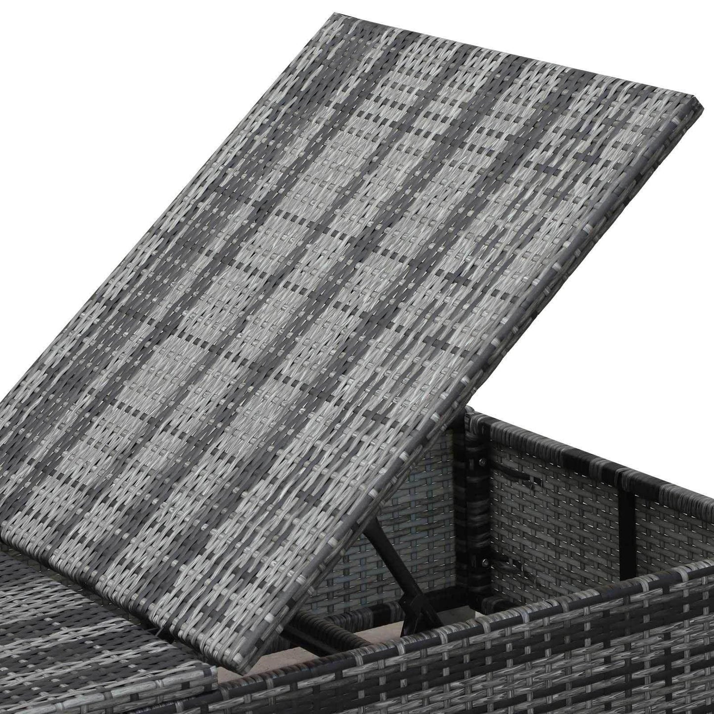 Outsunny Outdoor Grey Rattan Sun Loungers - Set of 2 - ALL4U RETAILER LTD