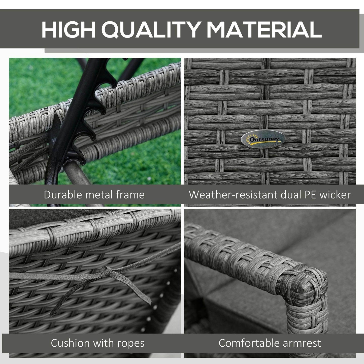 Outsunny Outdoor Grey Rattan Sun Loungers - Set of 2 - ALL4U RETAILER LTD