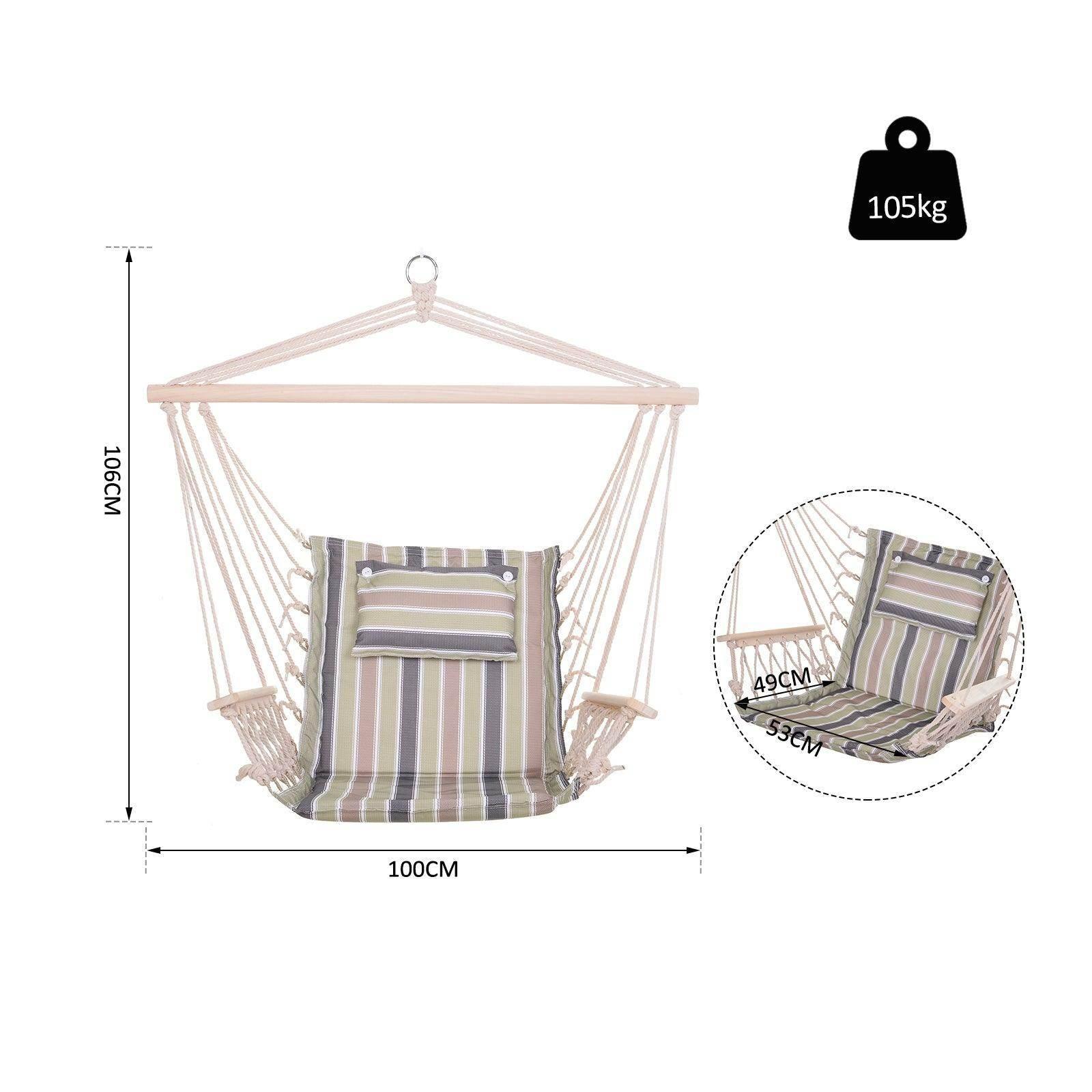 Outsunny Outdoor Hanging Hammock Chair - Multicoloured Stripes - ALL4U RETAILER LTD