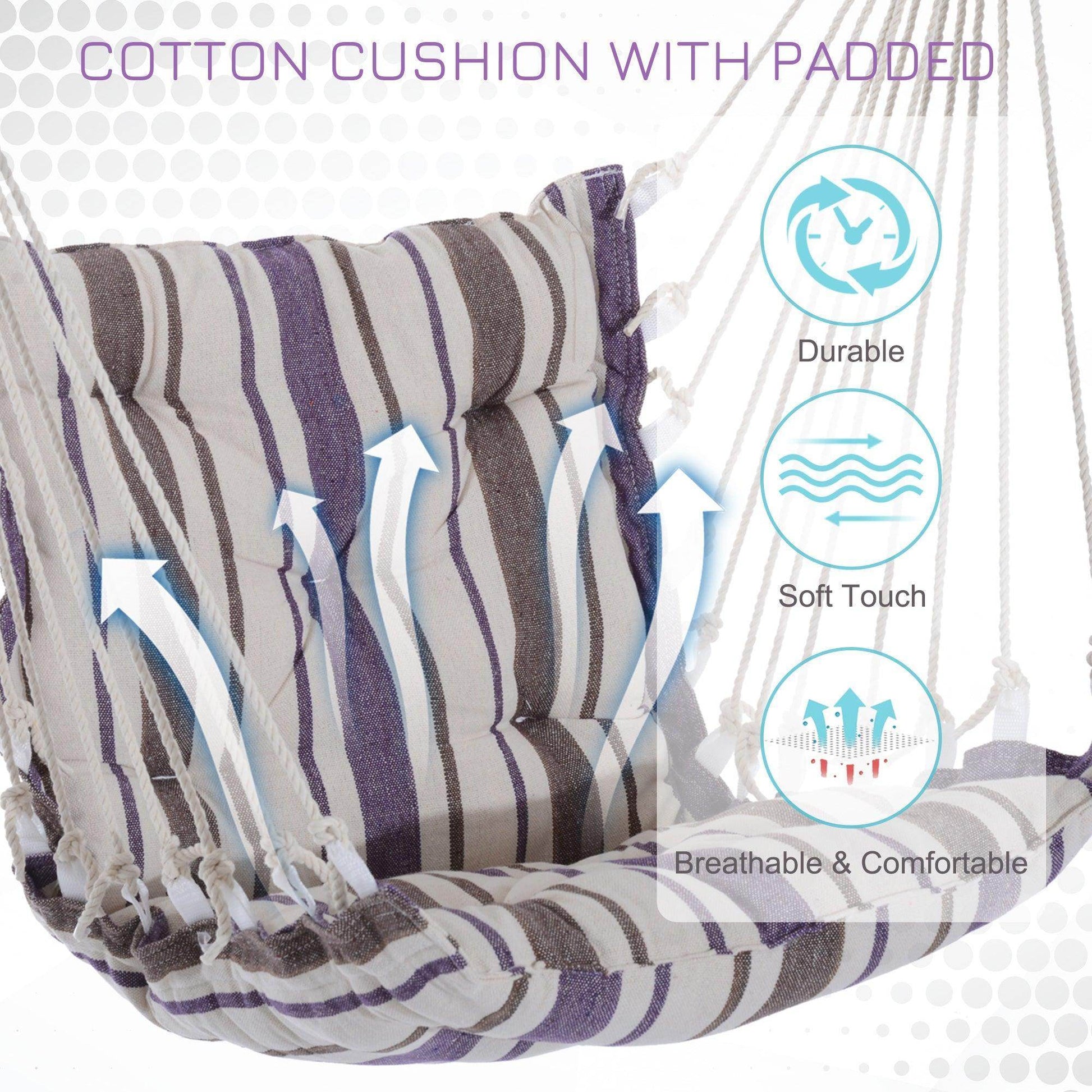 Outsunny Outdoor Hanging Hammock Swing Seat in Brown - ALL4U RETAILER LTD