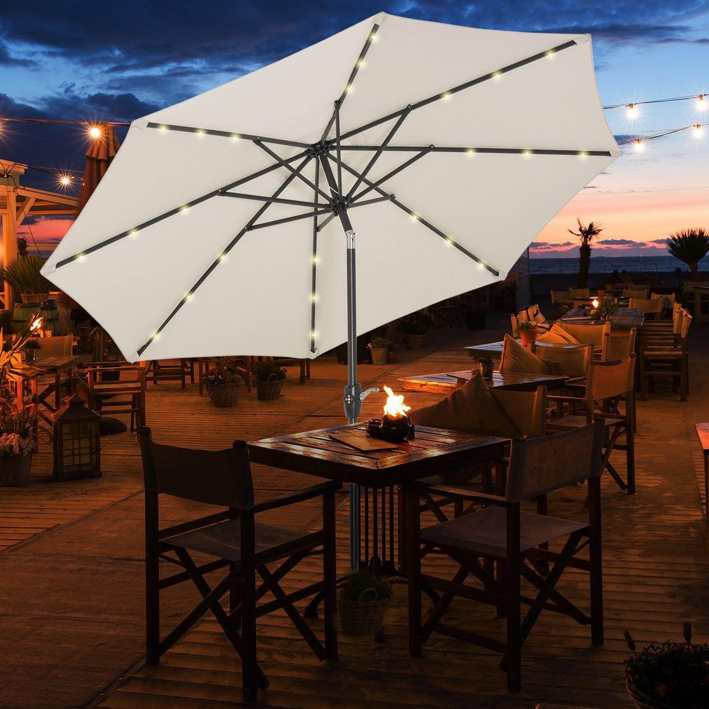 Outsunny Outdoor LED Lighted Sun Umbrella - ALL4U RETAILER LTD