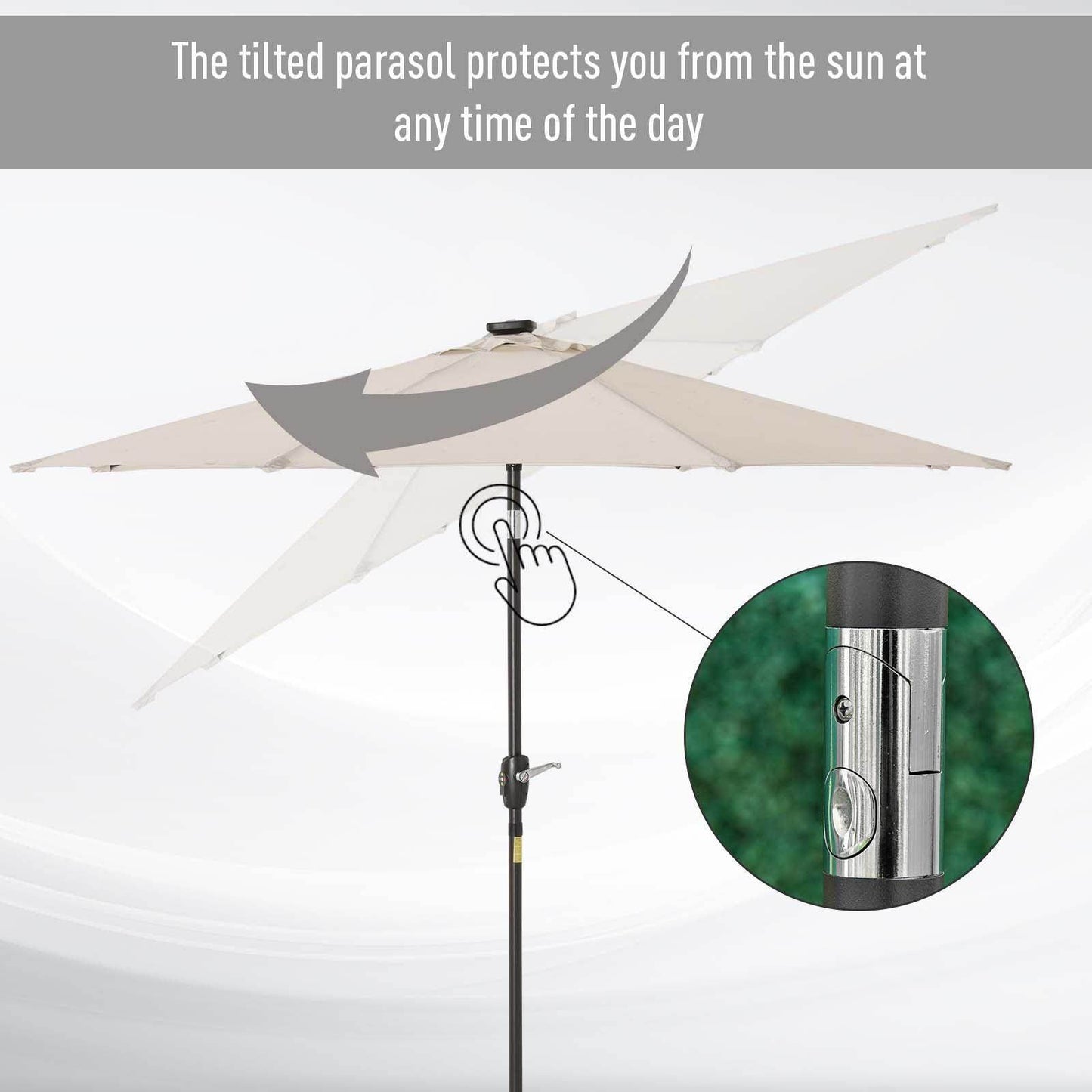 Outsunny Outdoor LED Lighted Sun Umbrella - ALL4U RETAILER LTD
