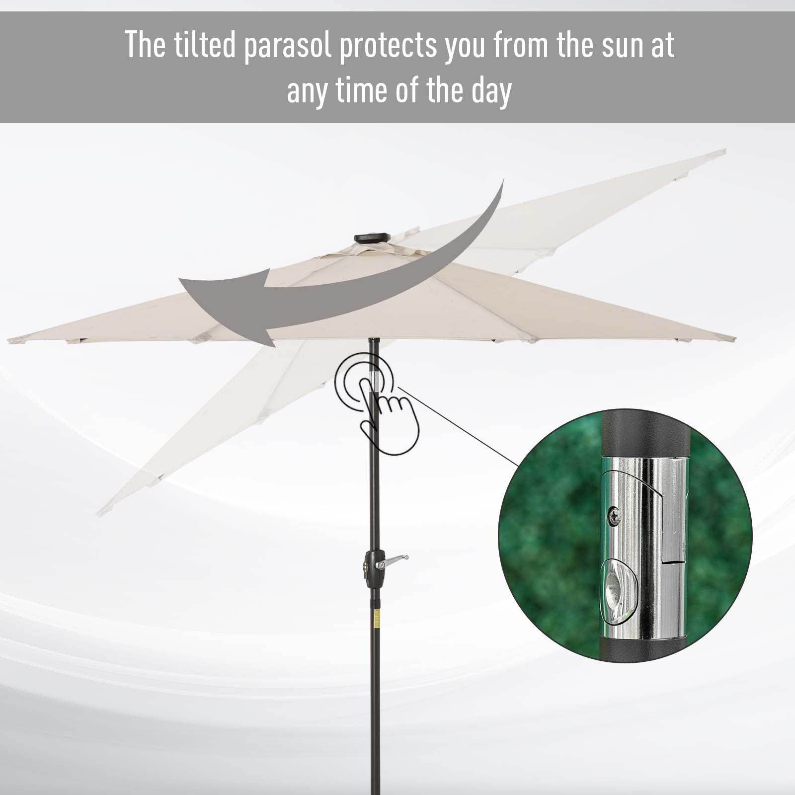 Outsunny Outdoor LED Lighted Sun Umbrella - ALL4U RETAILER LTD