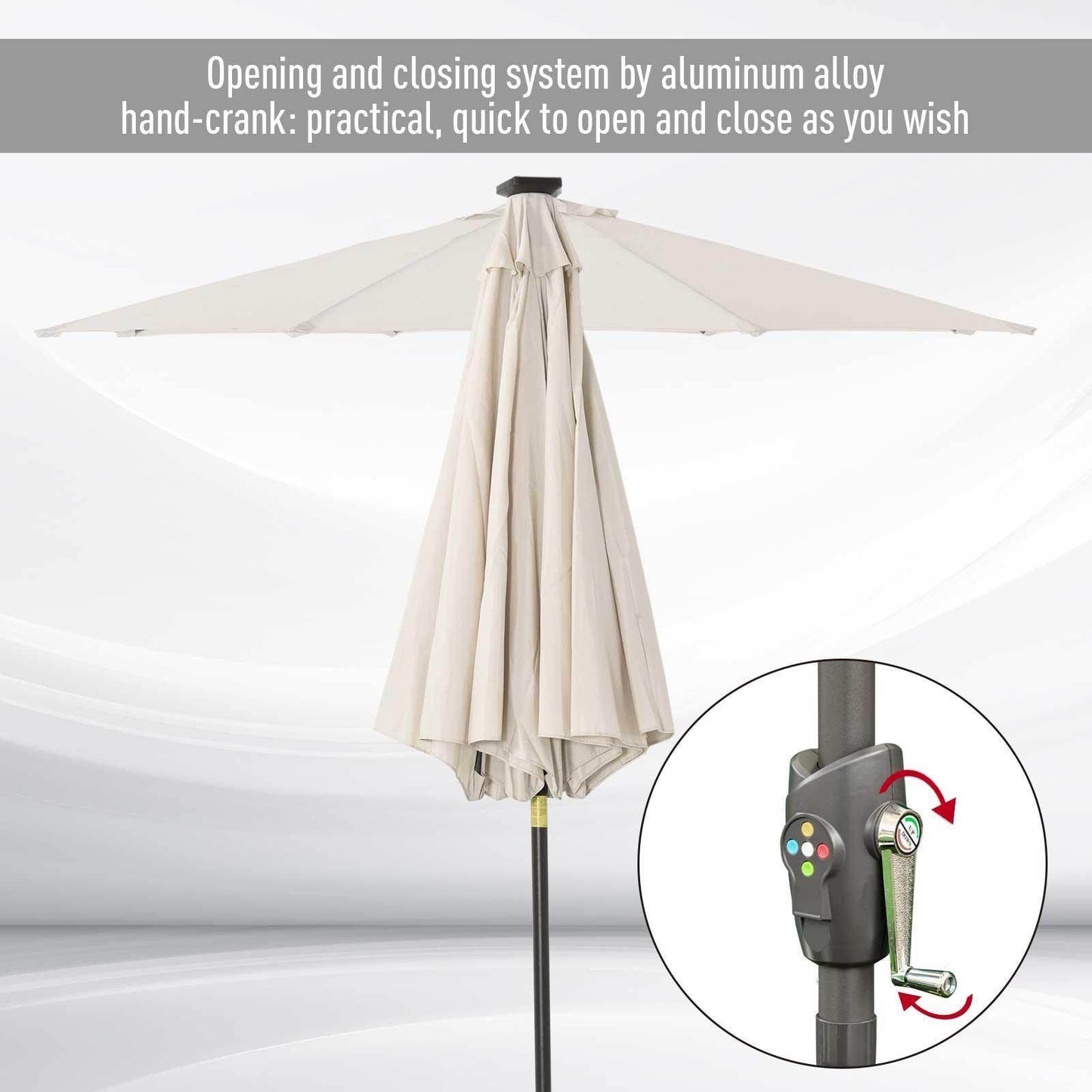 Outsunny Outdoor LED Lighted Sun Umbrella - ALL4U RETAILER LTD