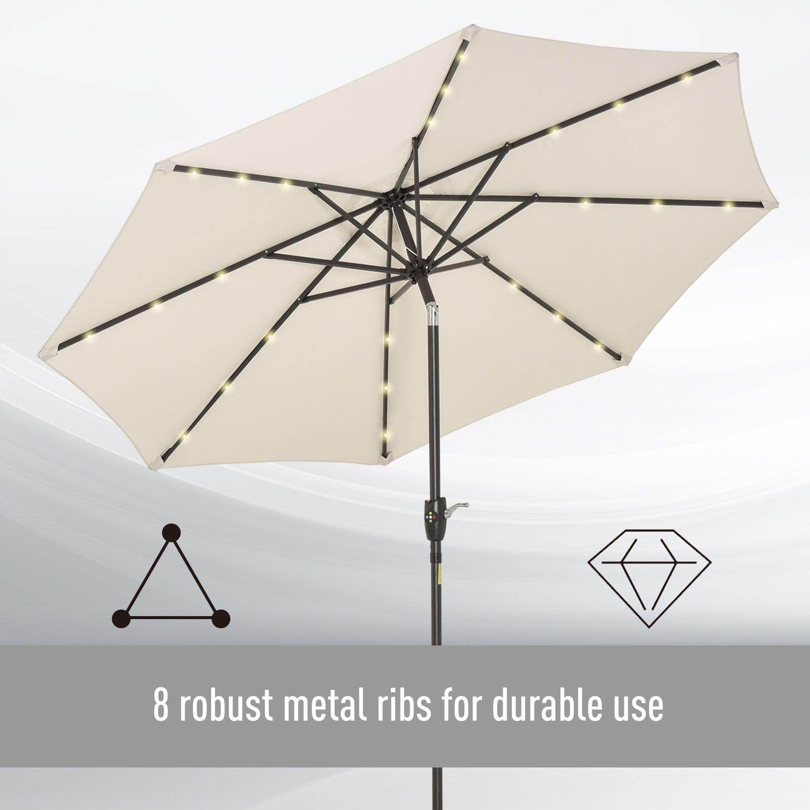 Outsunny Outdoor LED Lighted Sun Umbrella - ALL4U RETAILER LTD