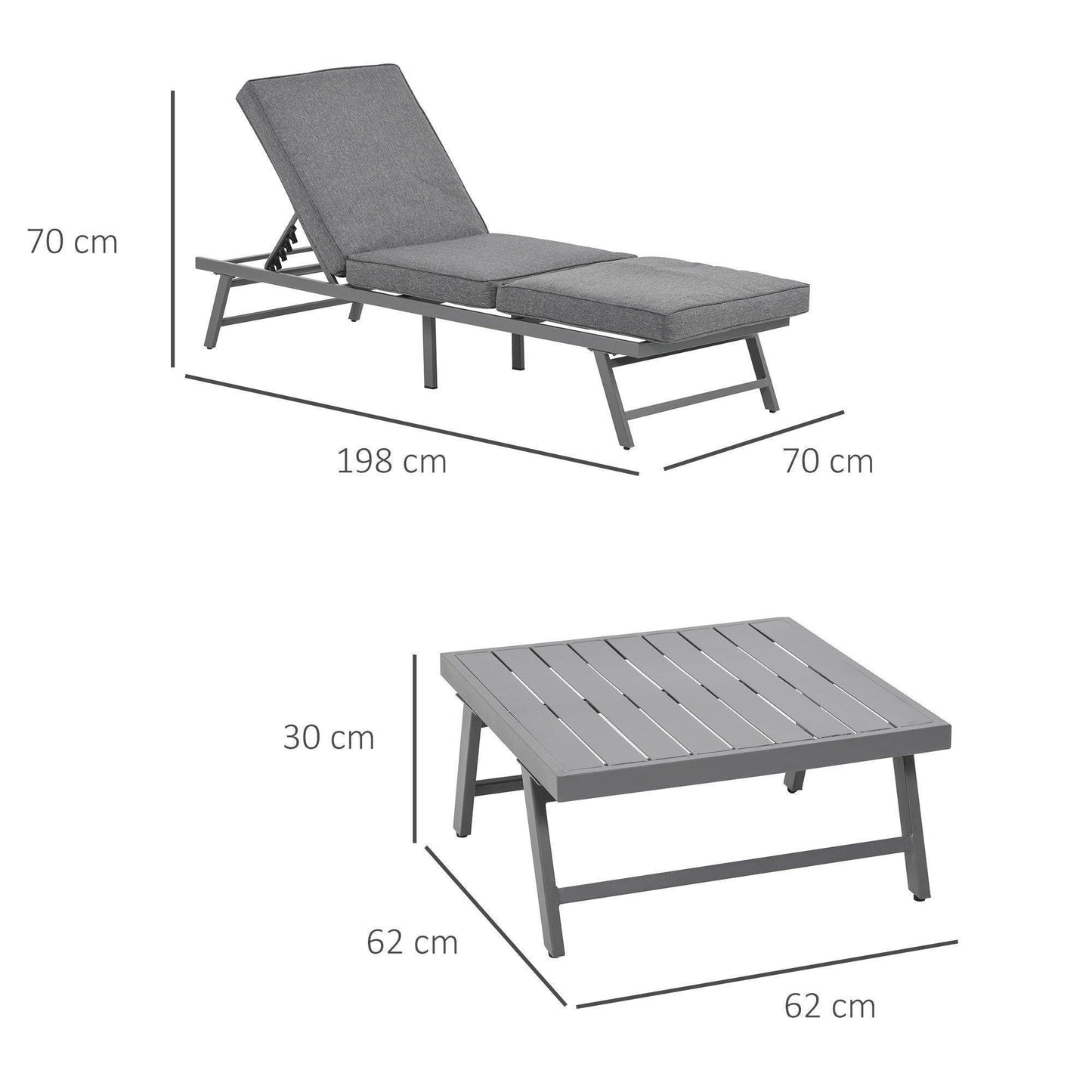 Outsunny Outdoor Patio Set with Convertible Sofa - Grey - ALL4U RETAILER LTD