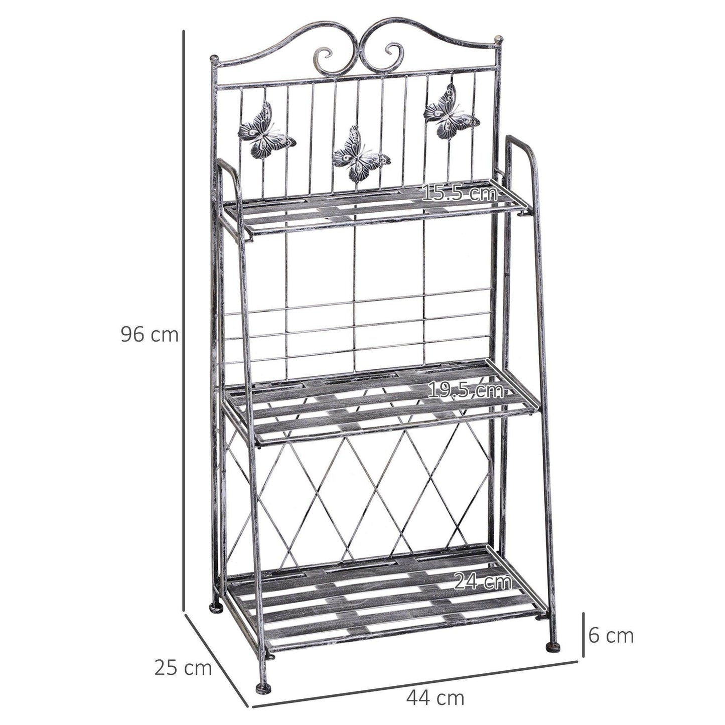 Outsunny Outdoor Plant Stand Display Rack - 3-Tier Metal Flower Holder - ALL4U RETAILER LTD