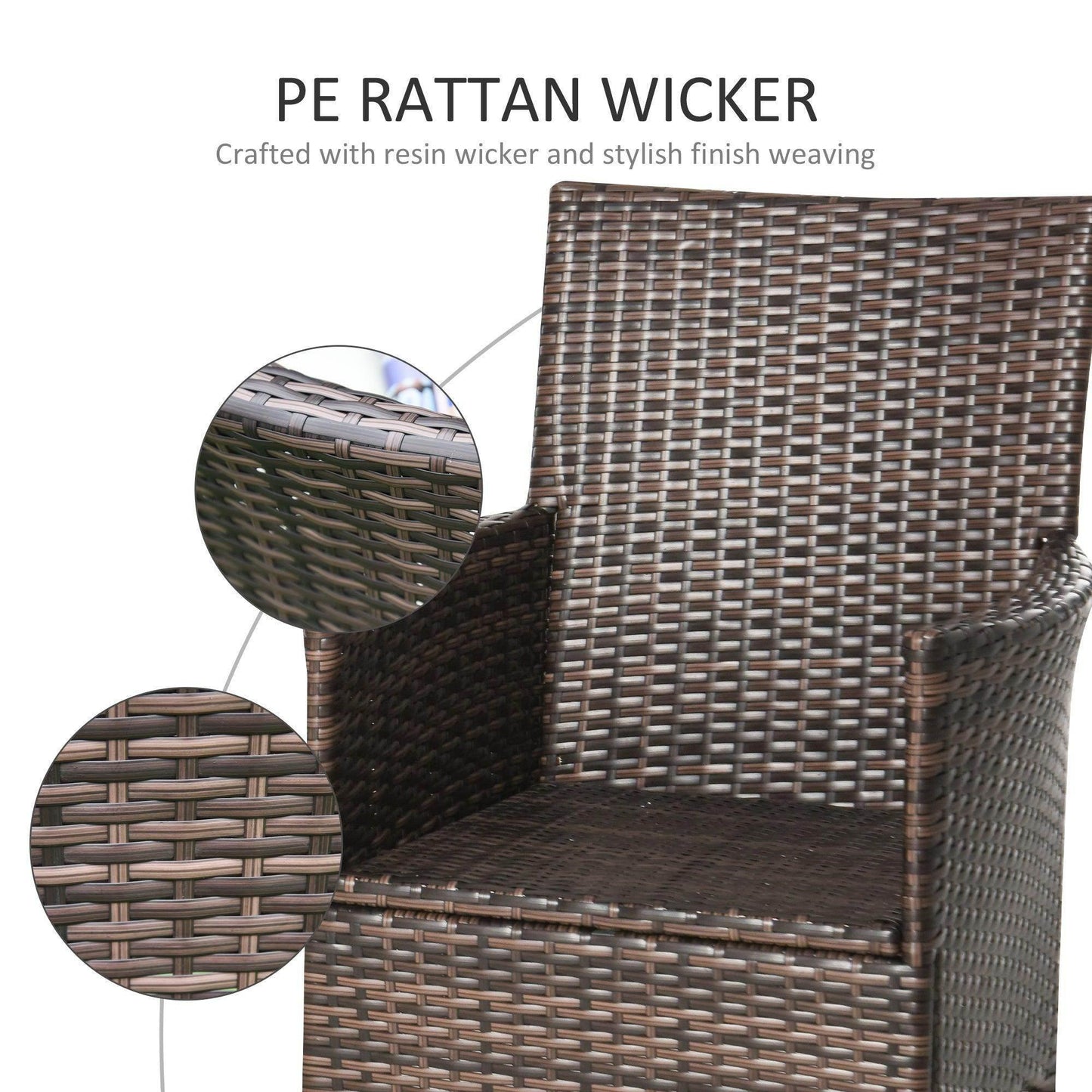Outsunny Outdoor Rattan Armchair Dining Chair - 2 Seater - ALL4U RETAILER LTD