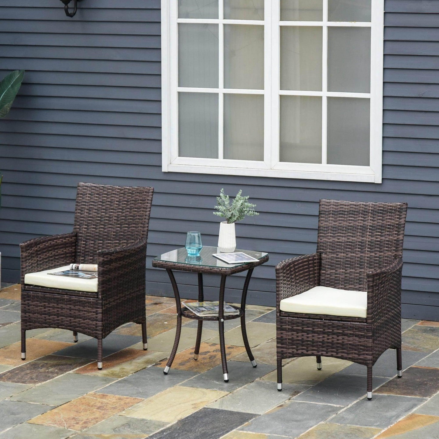Outsunny Outdoor Rattan Bistro Set - 3 PCs - ALL4U RETAILER LTD