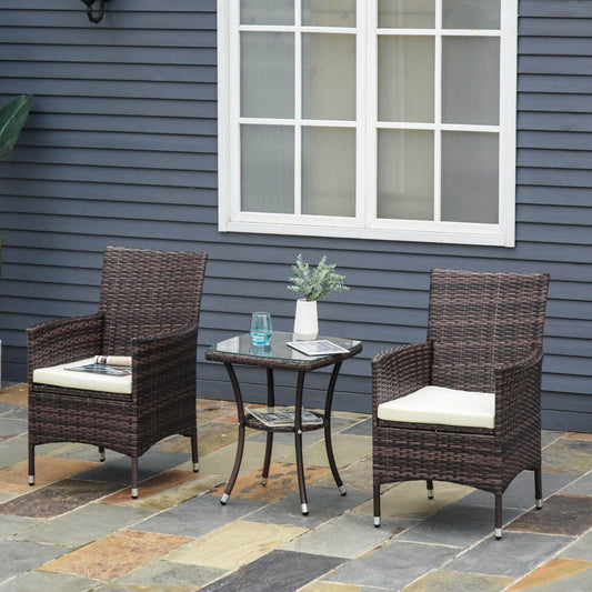 Outsunny Outdoor Rattan Bistro Set - 3 PCs - ALL4U RETAILER LTD