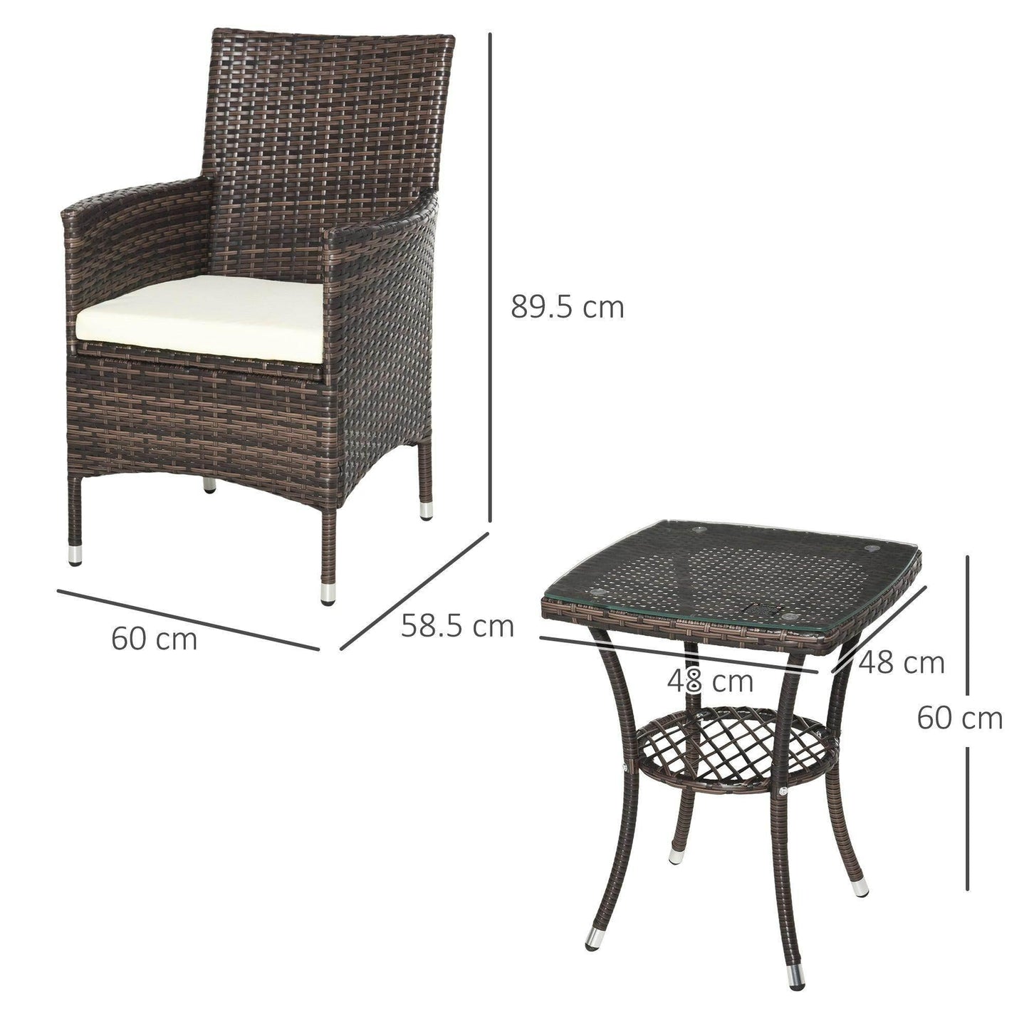 Outsunny Outdoor Rattan Bistro Set - 3 PCs - ALL4U RETAILER LTD
