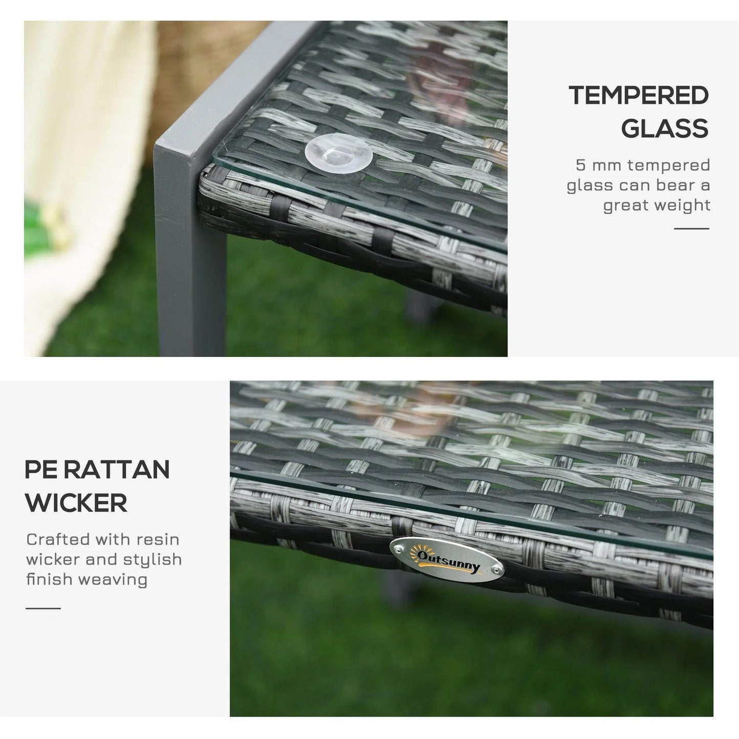 Outsunny Outdoor Rattan End Table - Patio Sofa Chat Garden Furniture - ALL4U RETAILER LTD