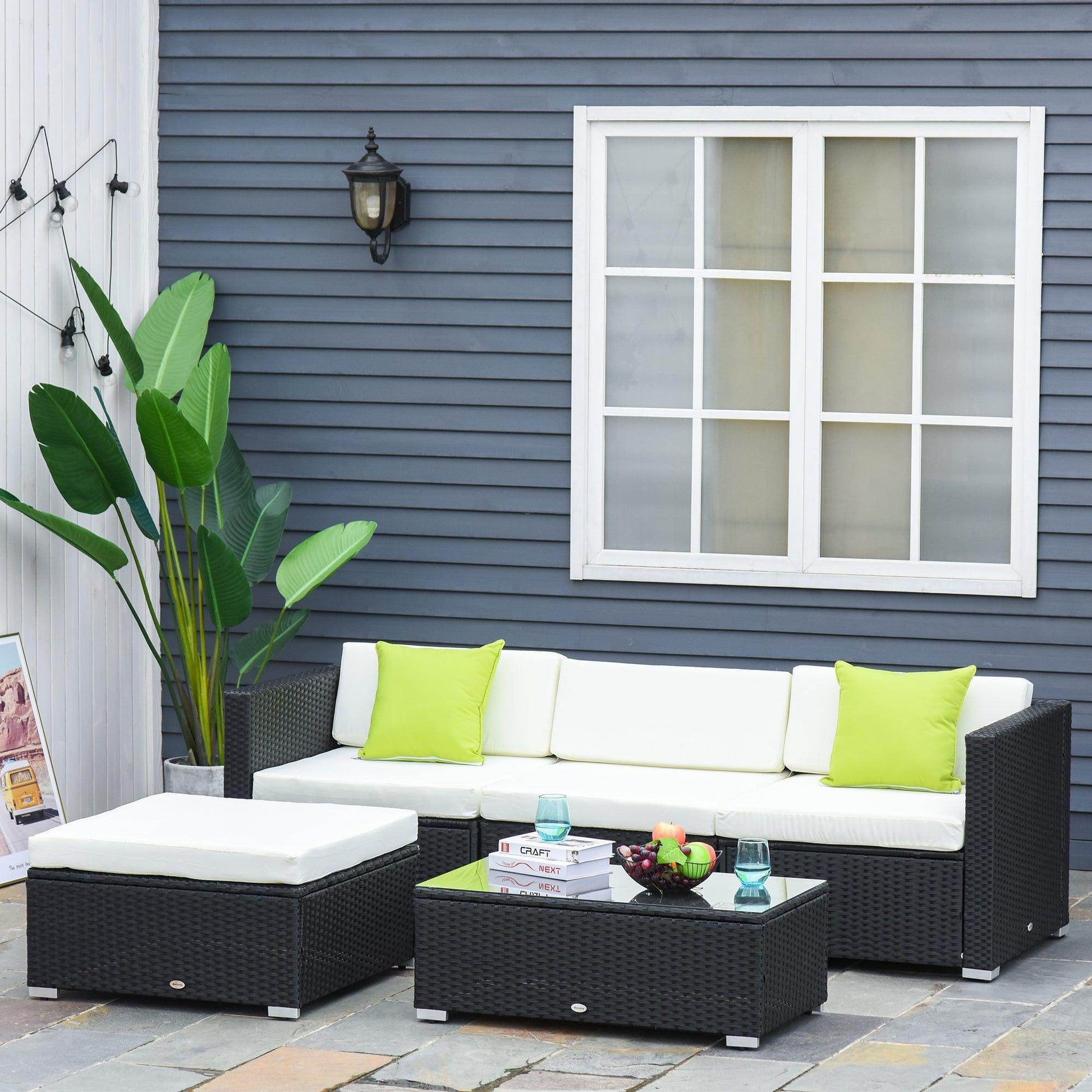 Outsunny Outdoor Rattan Sofa Set - Black - ALL4U RETAILER LTD