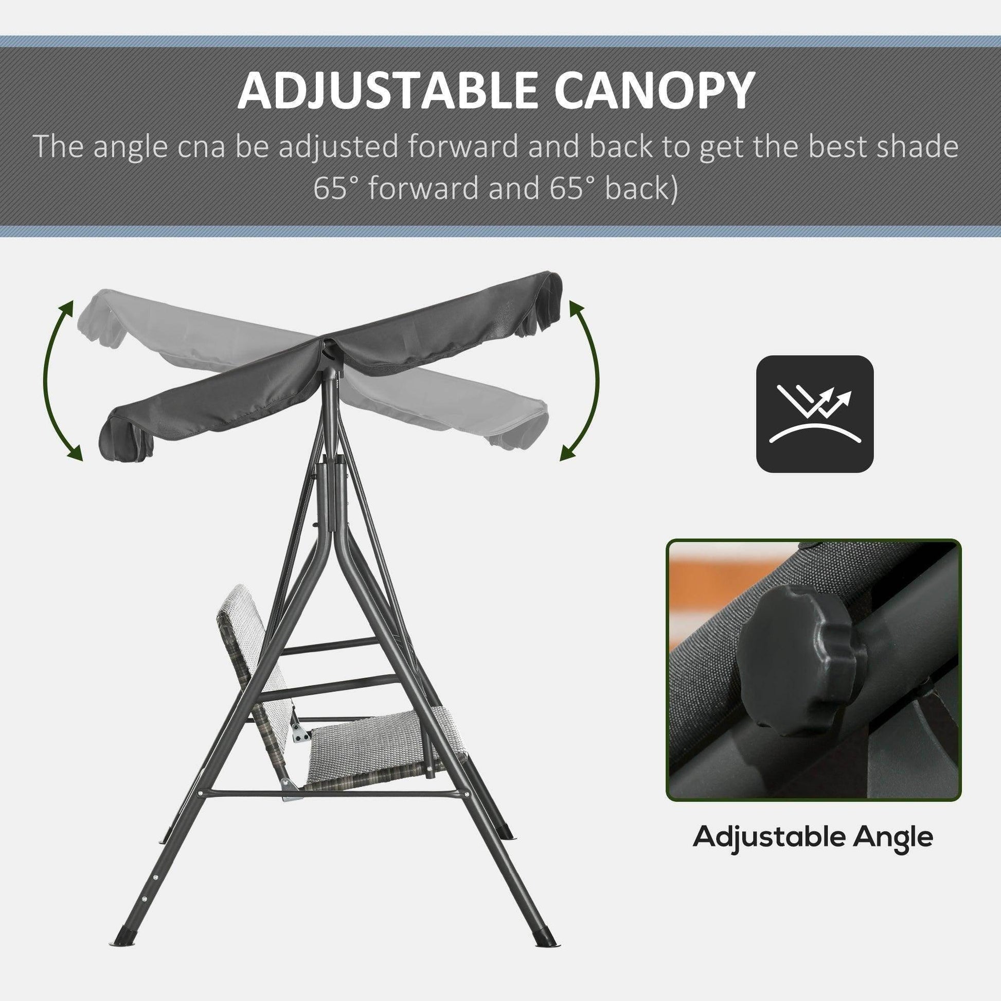 Outsunny Outdoor Rattan Swing Chair with Canopy - Grey - ALL4U RETAILER LTD