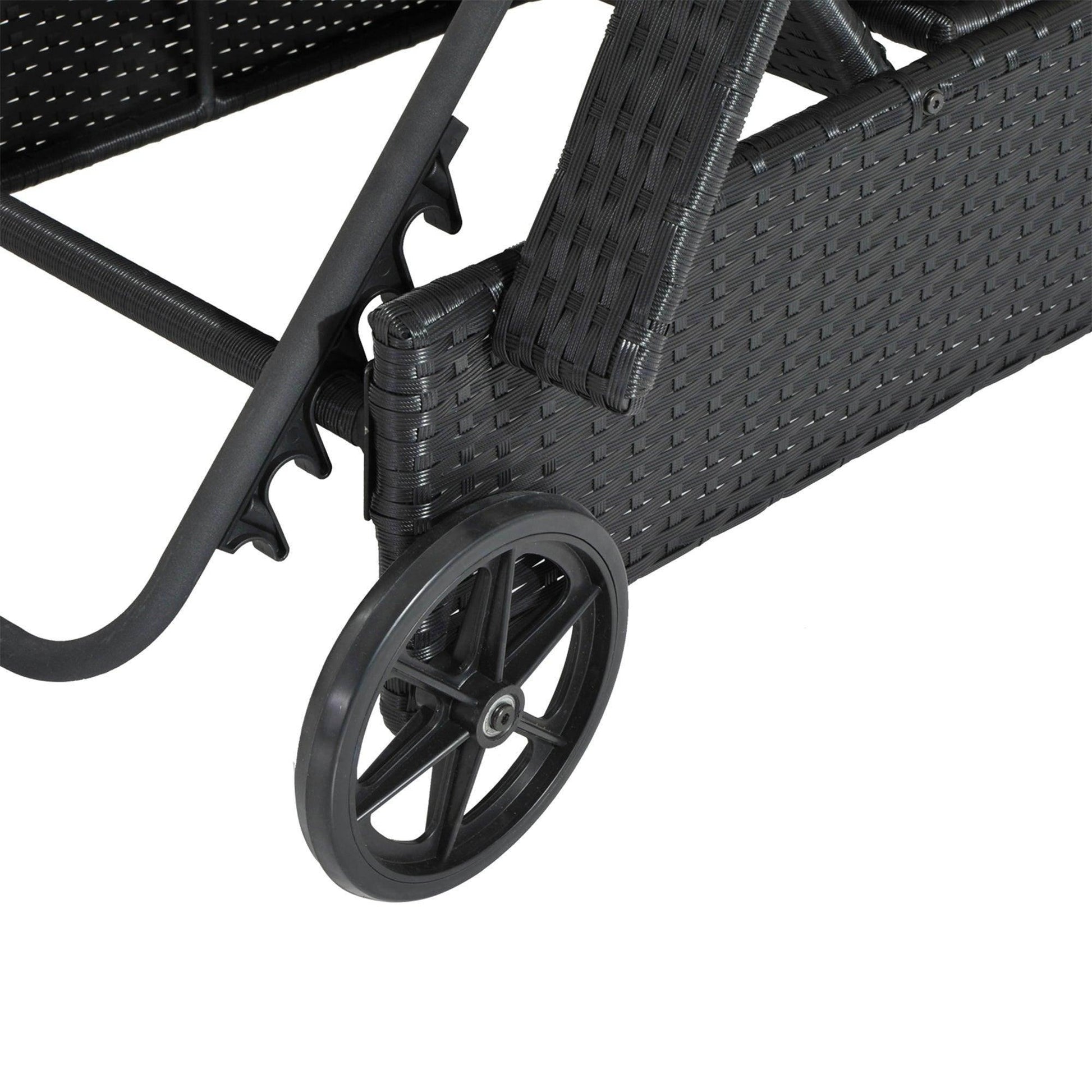 Outsunny Outdoor Reclining Lounger - Black - ALL4U RETAILER LTD