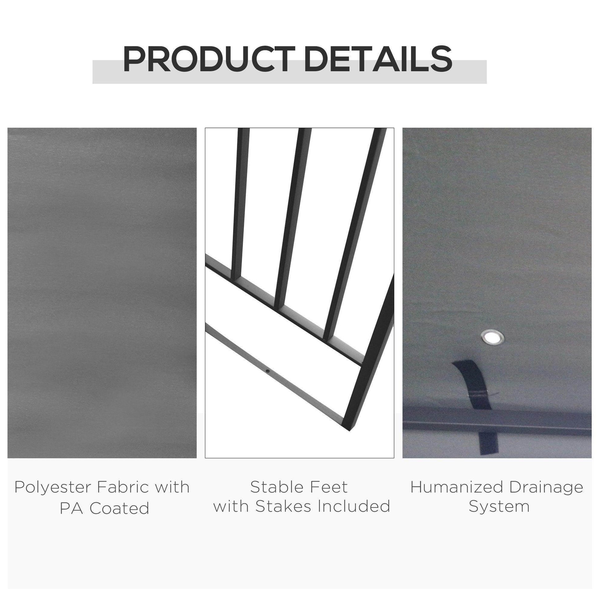 Outsunny Outdoor Steel Gazebo - Grey - ALL4U RETAILER LTD