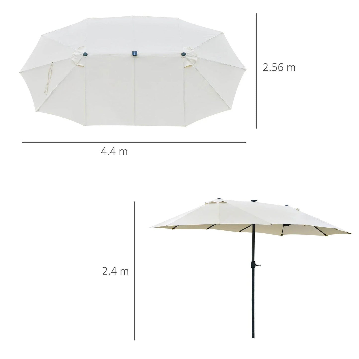 Outsunny Outdoor Sun Umbrella with LED Solar Light - Cream - ALL4U RETAILER LTD