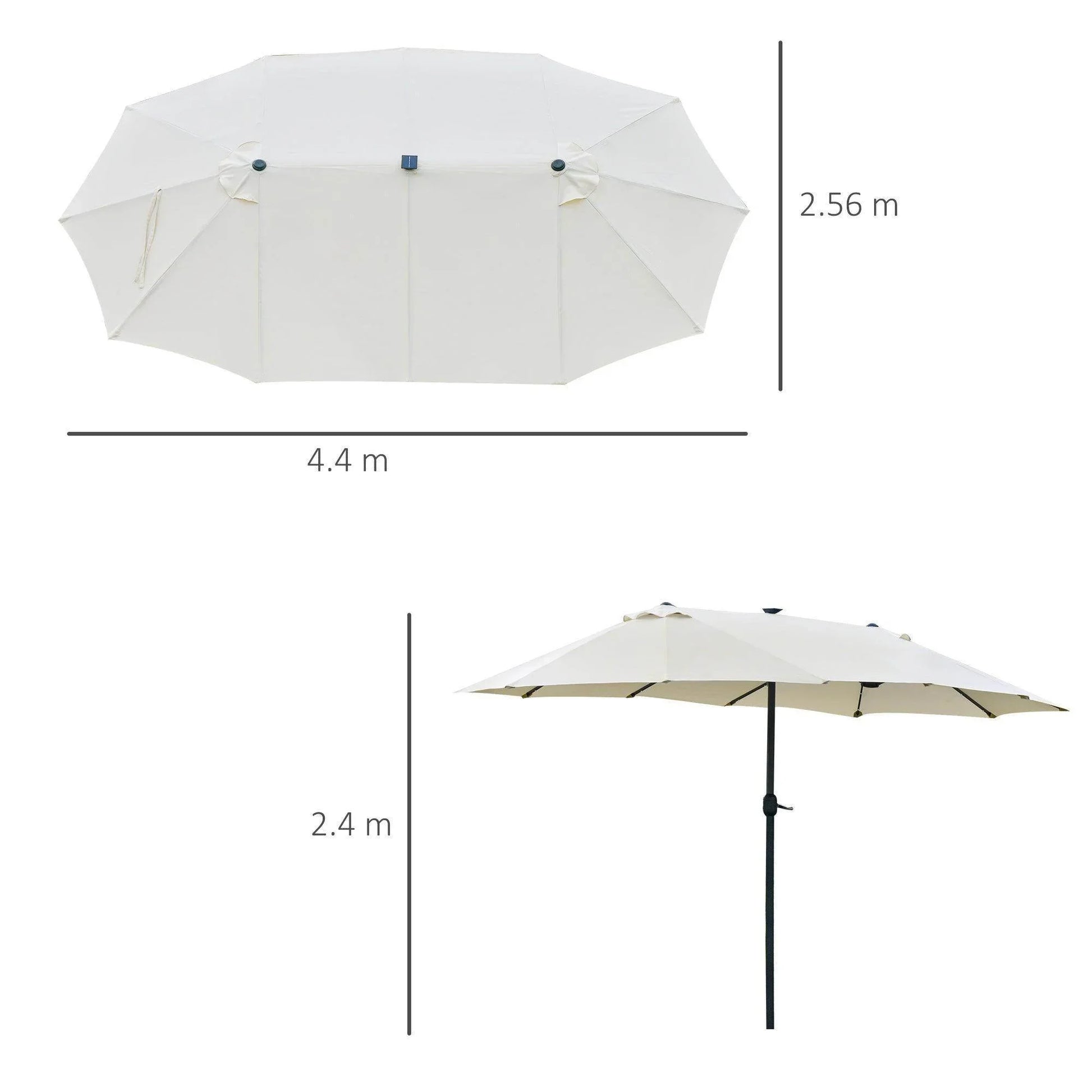 Outsunny Outdoor Sun Umbrella with LED Solar Light - Cream - ALL4U RETAILER LTD