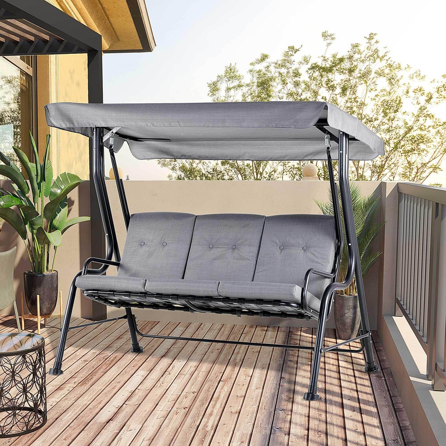 Outsunny Outdoor Swing Bench with Canopy - Grey - ALL4U RETAILER LTD