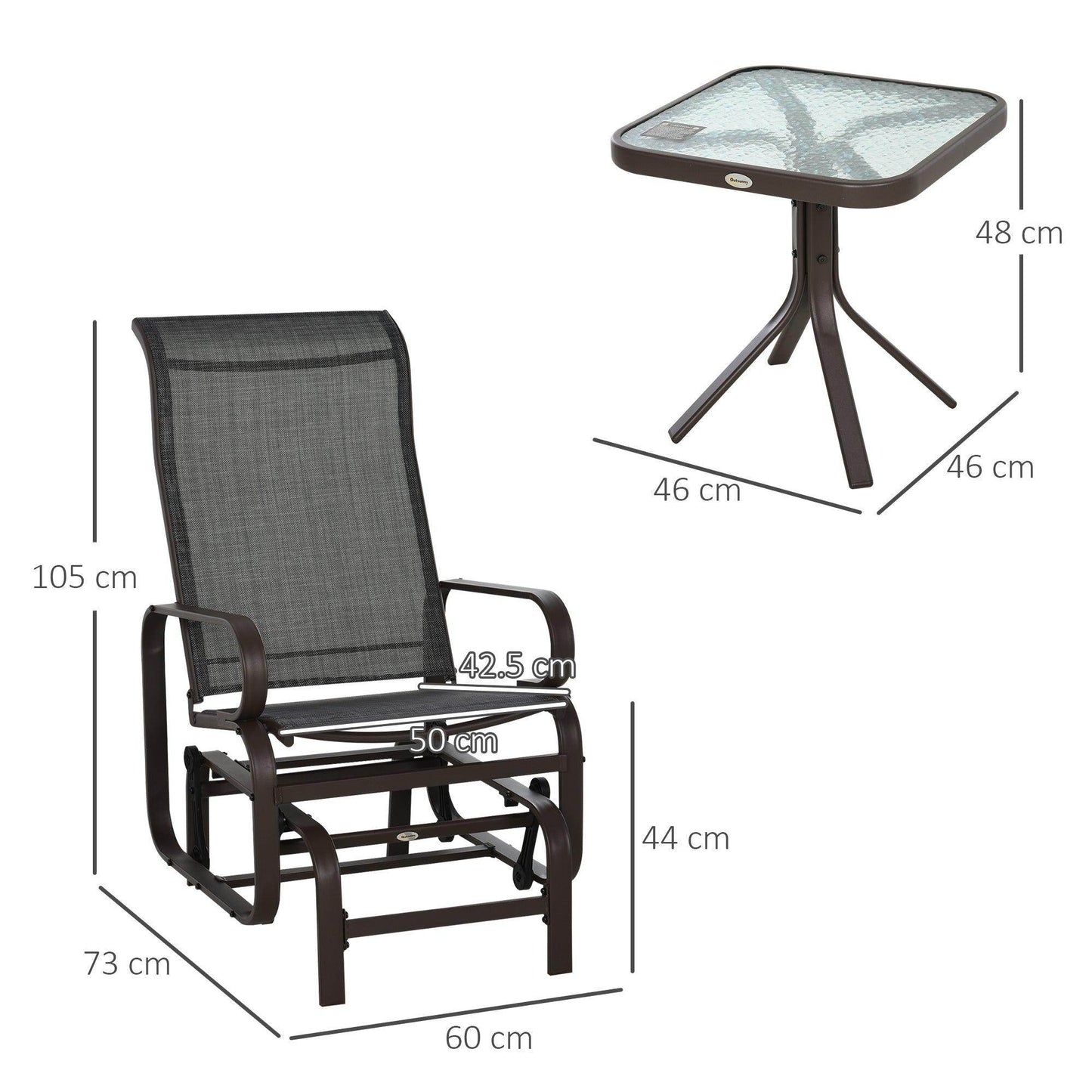 Outsunny Outdoor Swing Chair Set with Tea Table - Patio Furniture - ALL4U RETAILER LTD